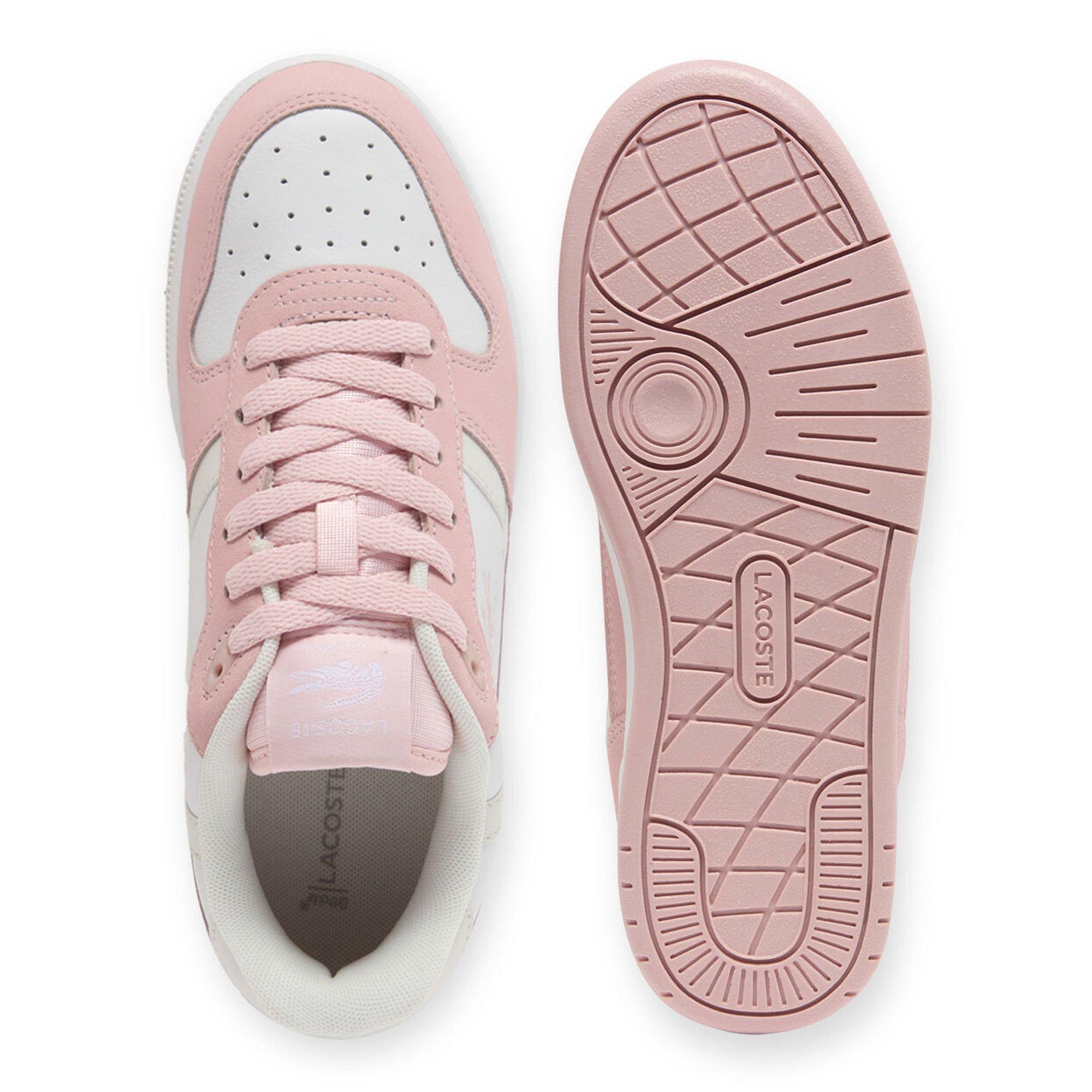 WHT/LT PNK - Lacoste - Womens T-Clip Set Leather Sneakers - 5