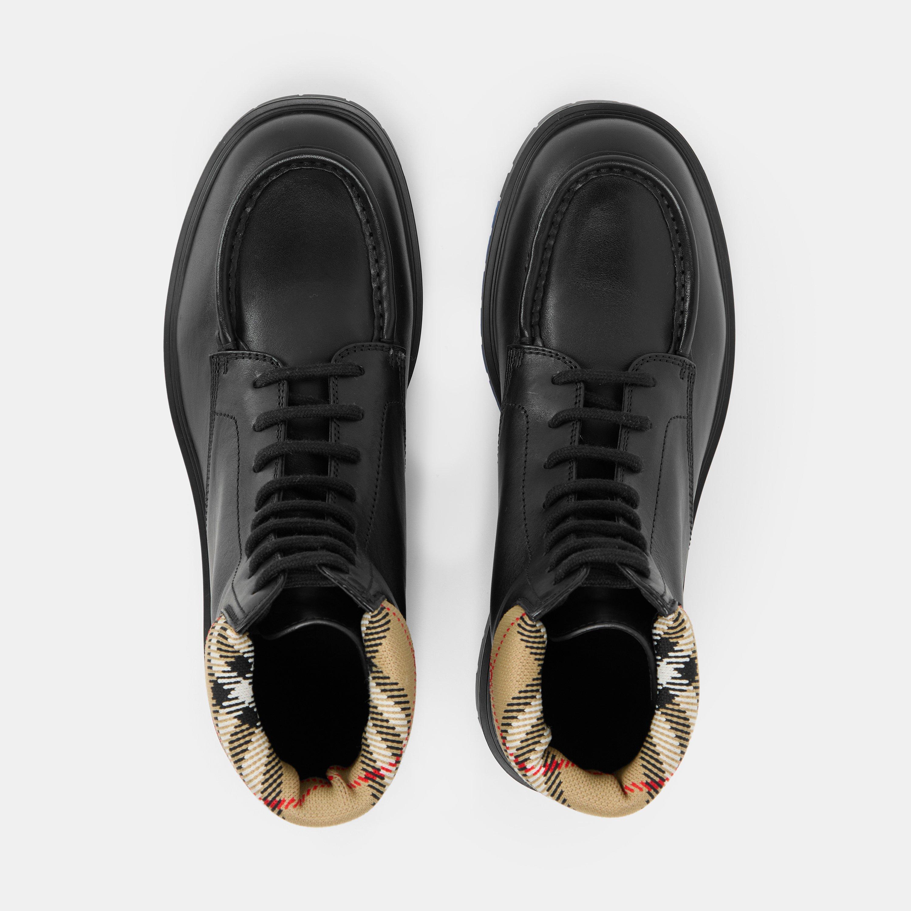 Black - Burberry - Men's Burb Rogue Flat Ankle Boots - 5