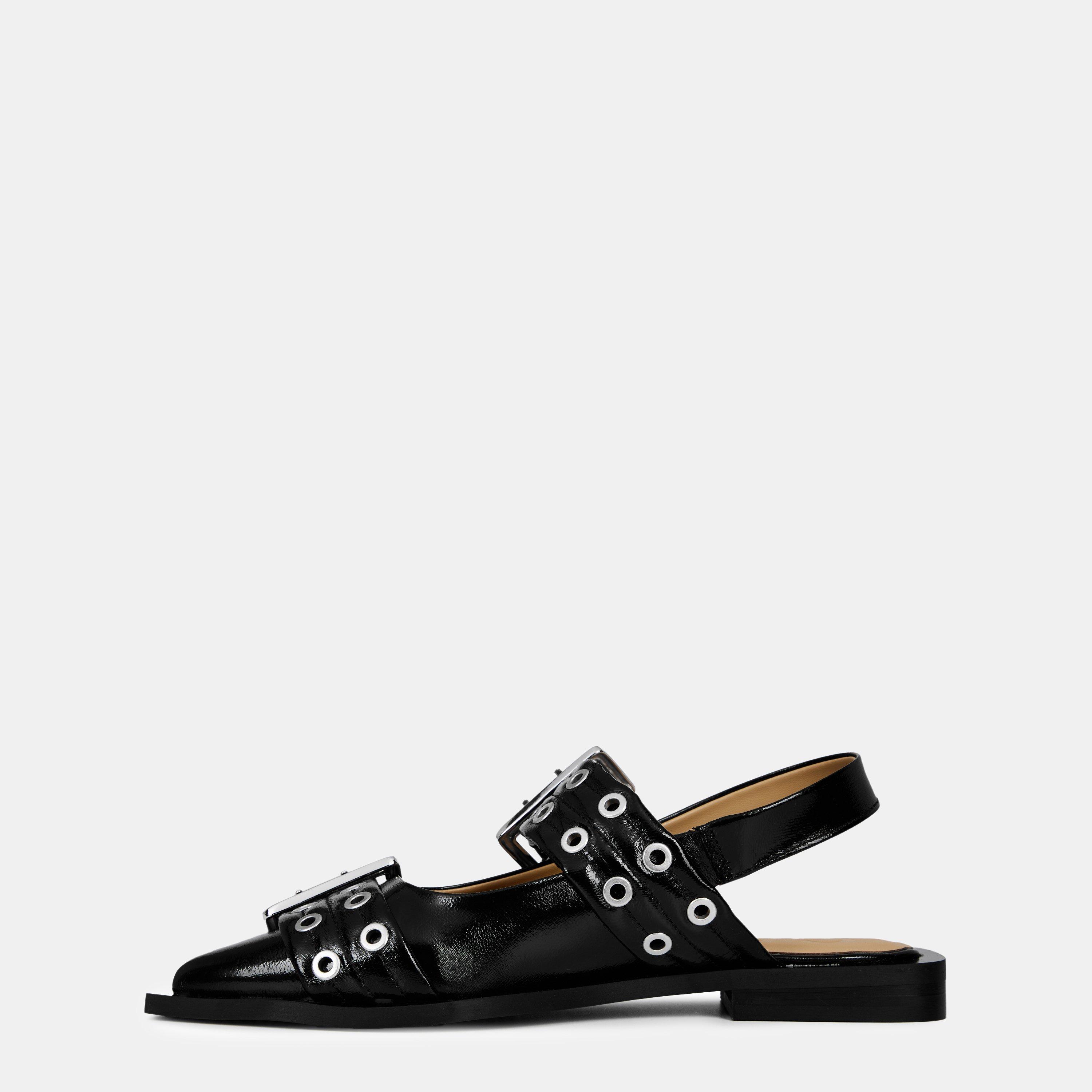 Black - Ganni - Women's Buckle Ballet Pumps - 2