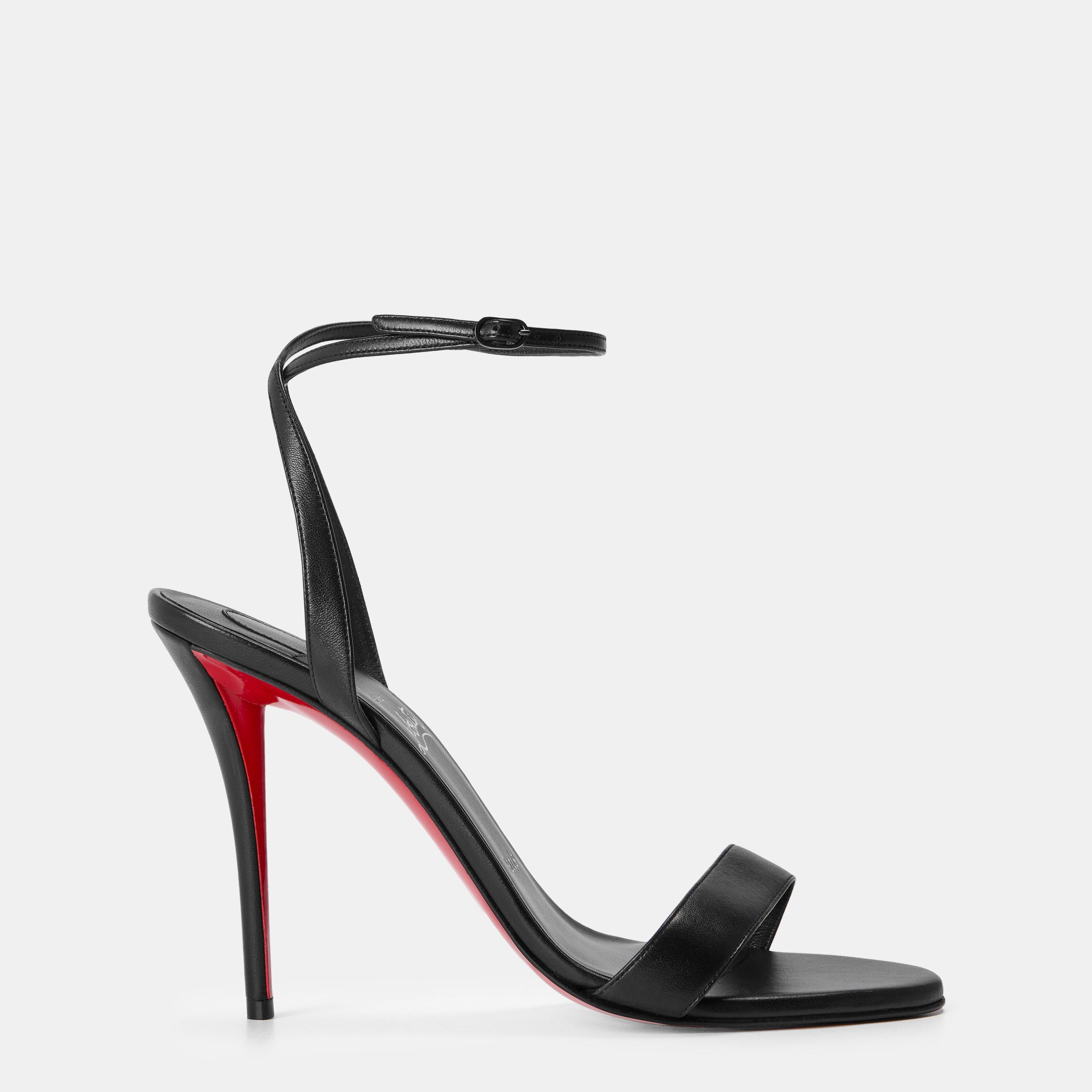 Black - Christian Louboutin - Women's Red Sole Structured Heel Heeled Sandals - 1