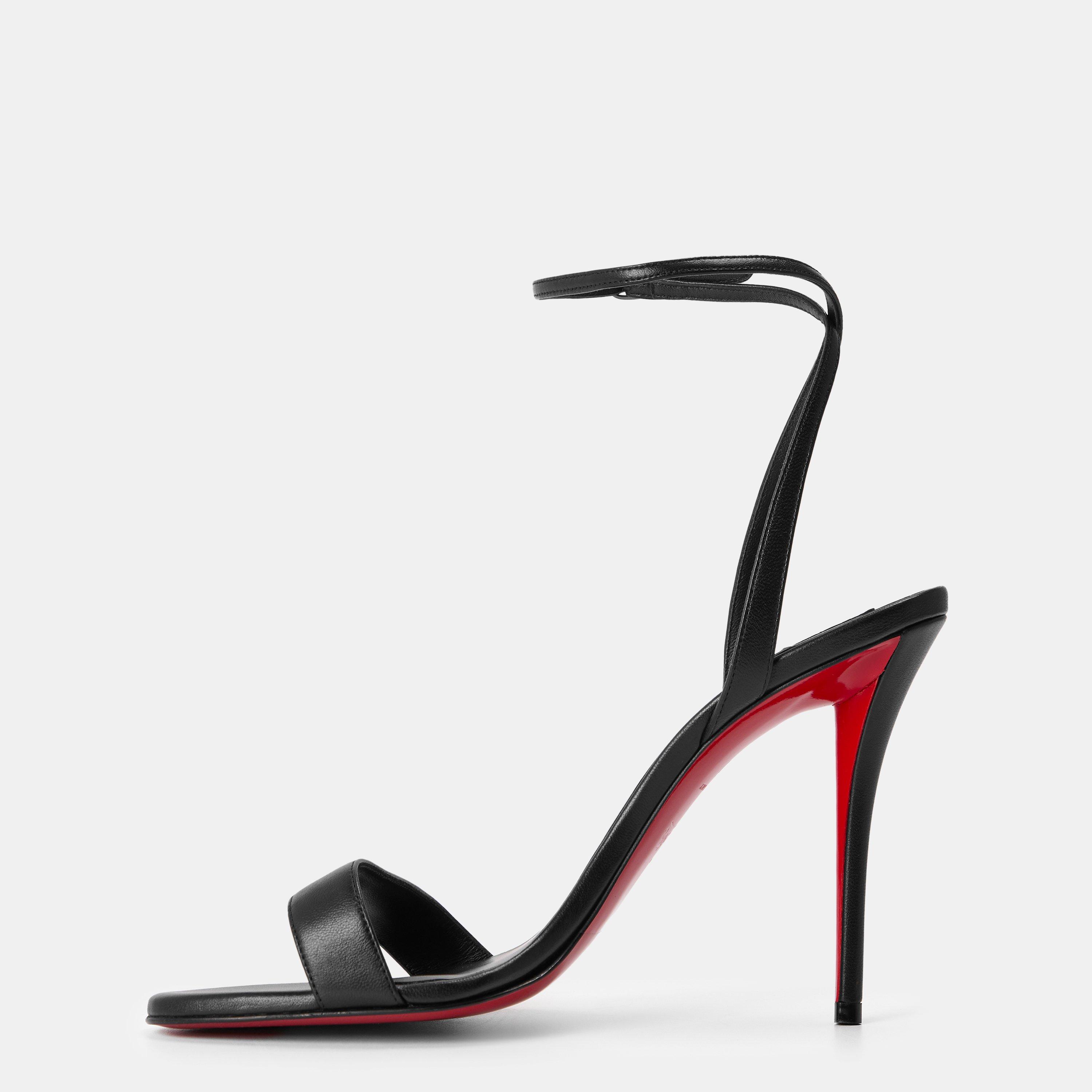 Black - Christian Louboutin - Women's Red Sole Structured Heel Heeled Sandals - 2