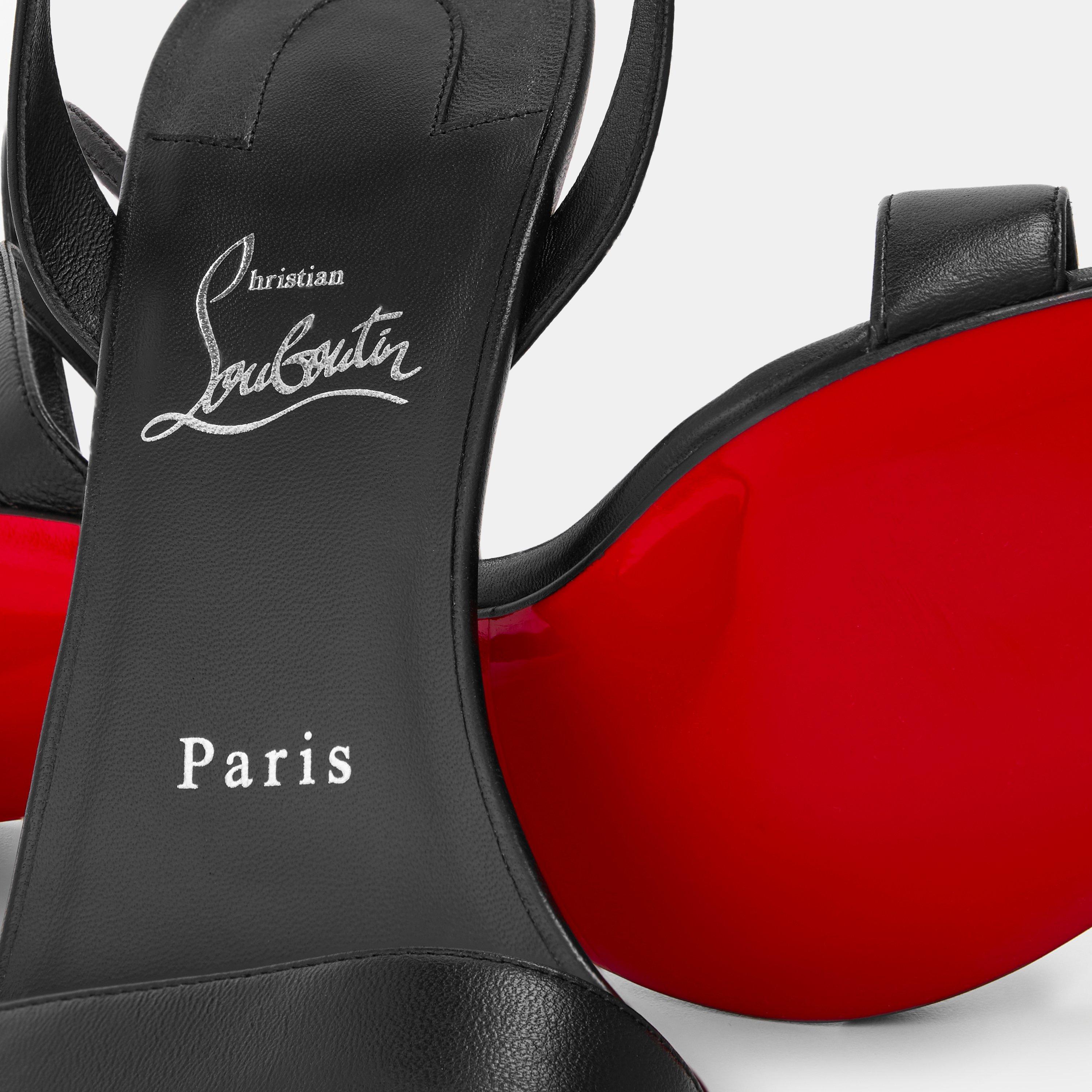 Black - Christian Louboutin - Women's Red Sole Structured Heel Heeled Sandals - 4