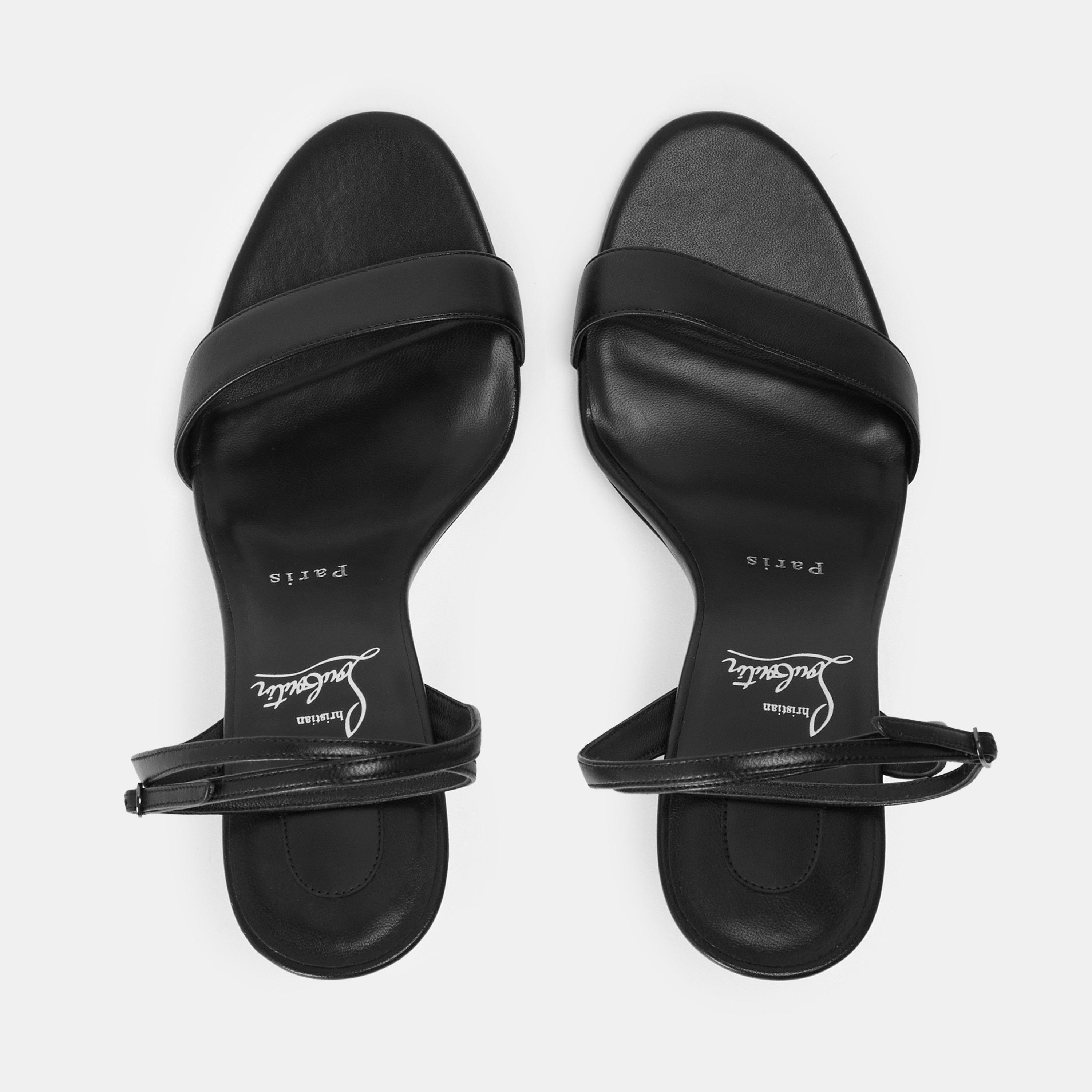 Black - Christian Louboutin - Women's Red Sole Structured Heel Heeled Sandals - 5