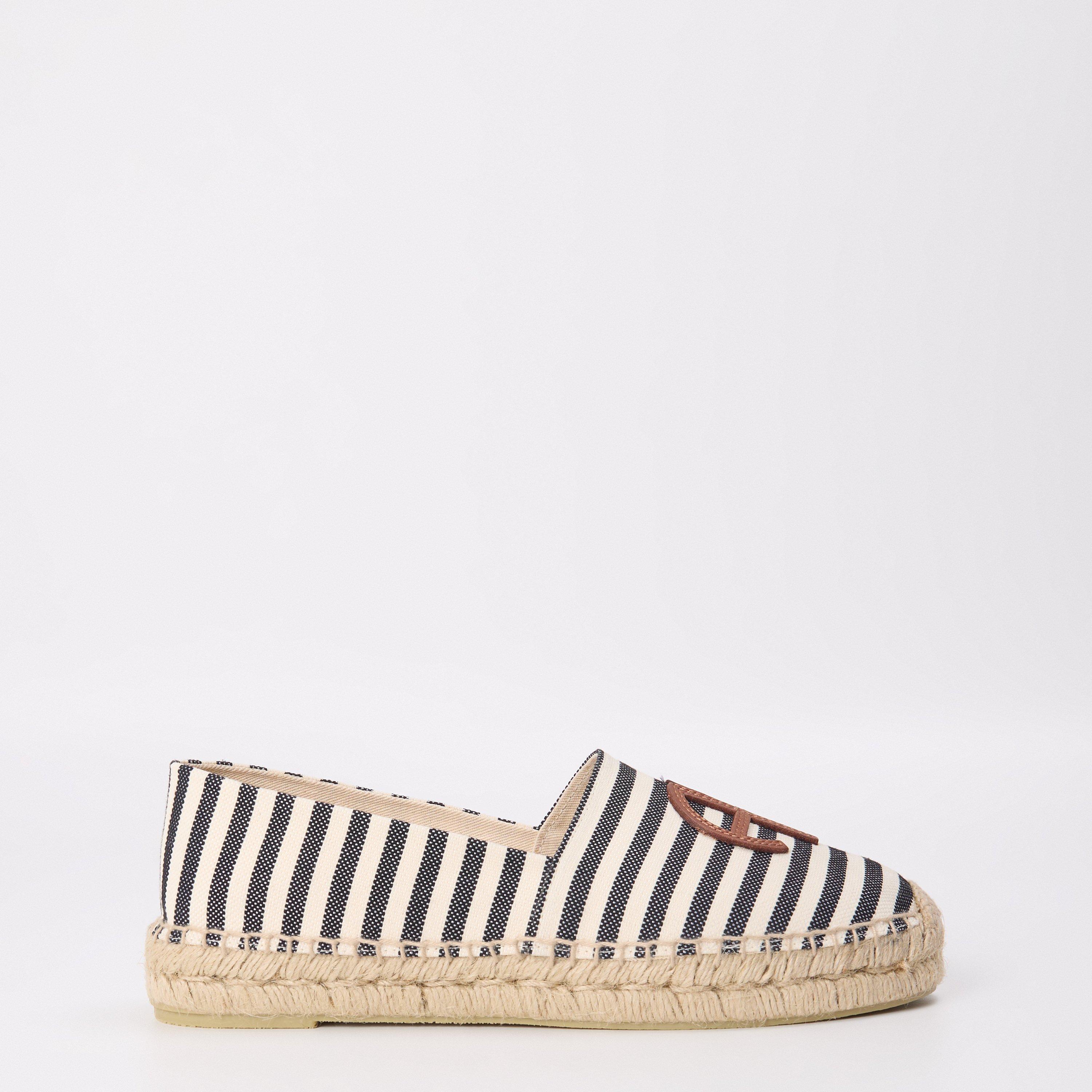 Black Natural - Anine Bing - Striped Paloma Logo Espadrilles - 1
