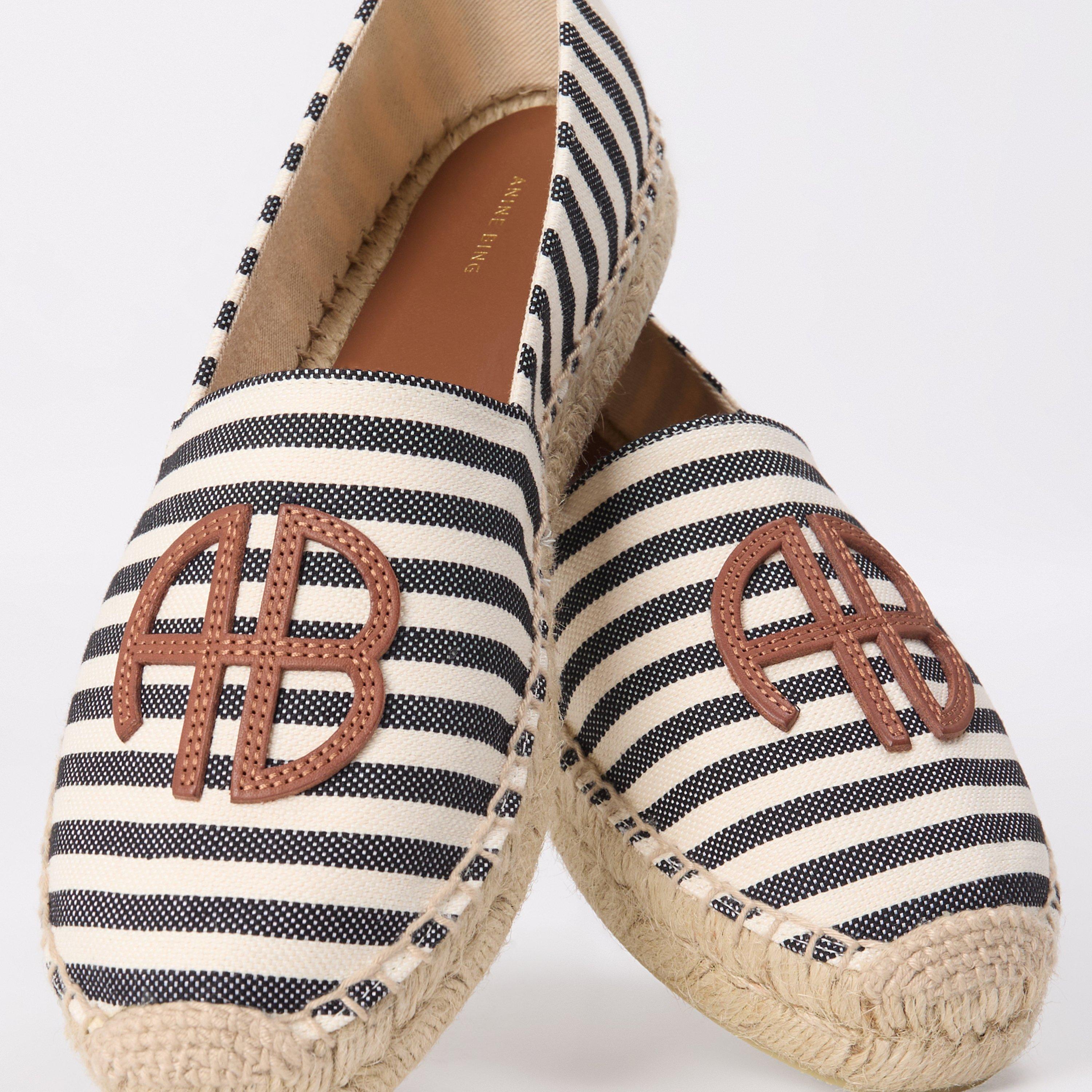 Black Natural - Anine Bing - Striped Paloma Logo Espadrilles - 4