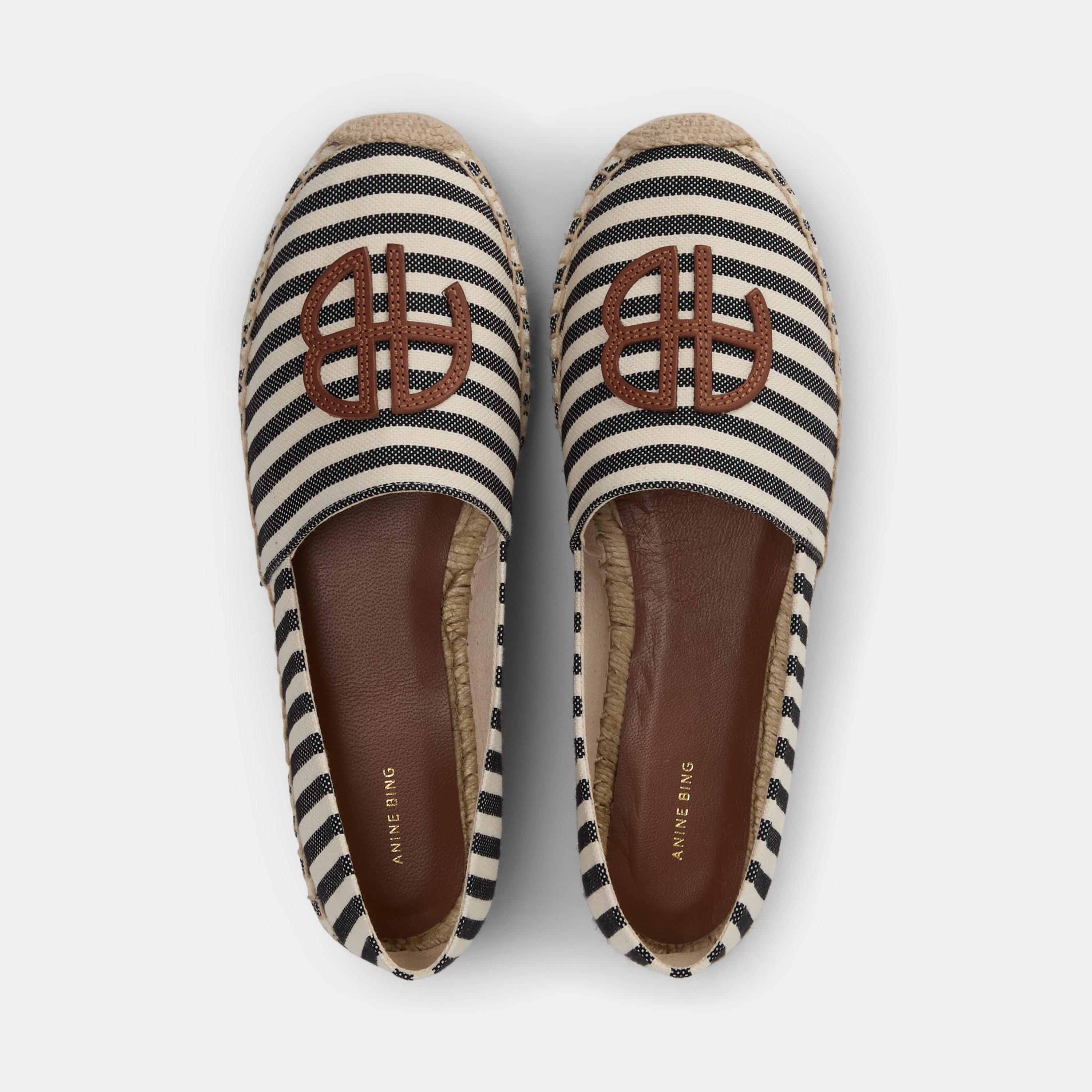 Black Natural - Anine Bing - Striped Paloma Logo Espadrilles - 5