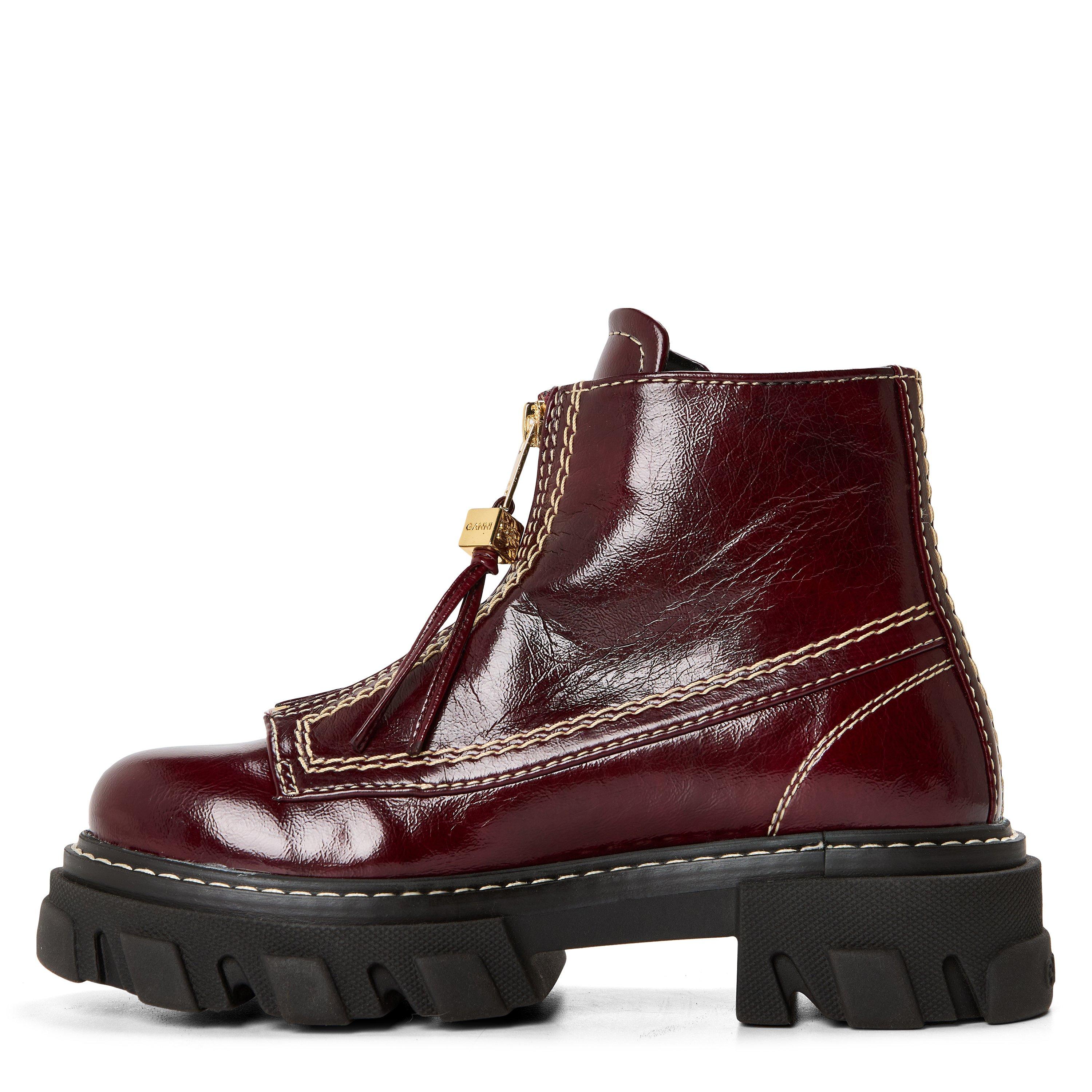 Burgundy - Ganni - Women's Zip Platform Boots - 2