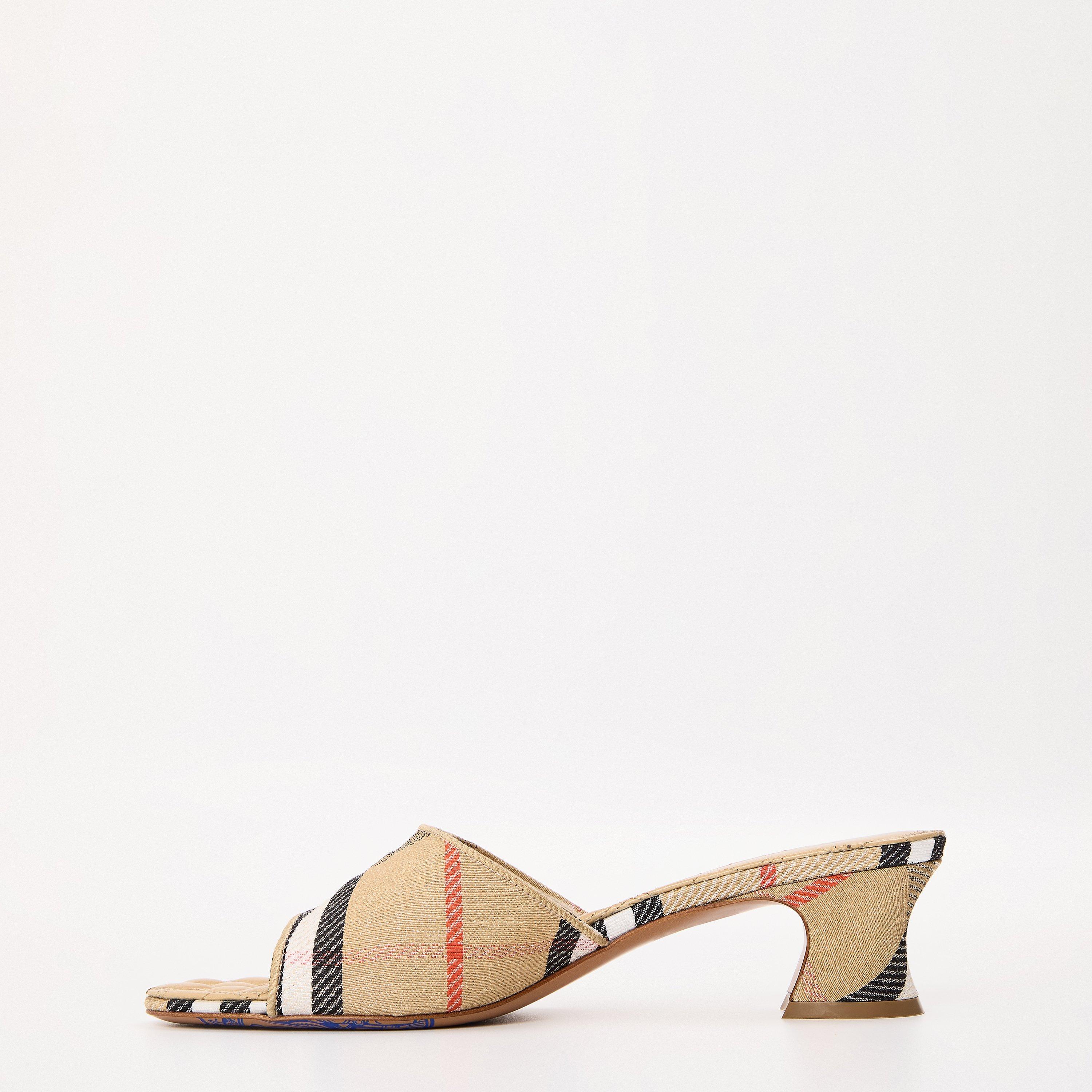 Sand IP Check - Burberry - Women's Burb Sloane Mule Heeled Sandals - 2