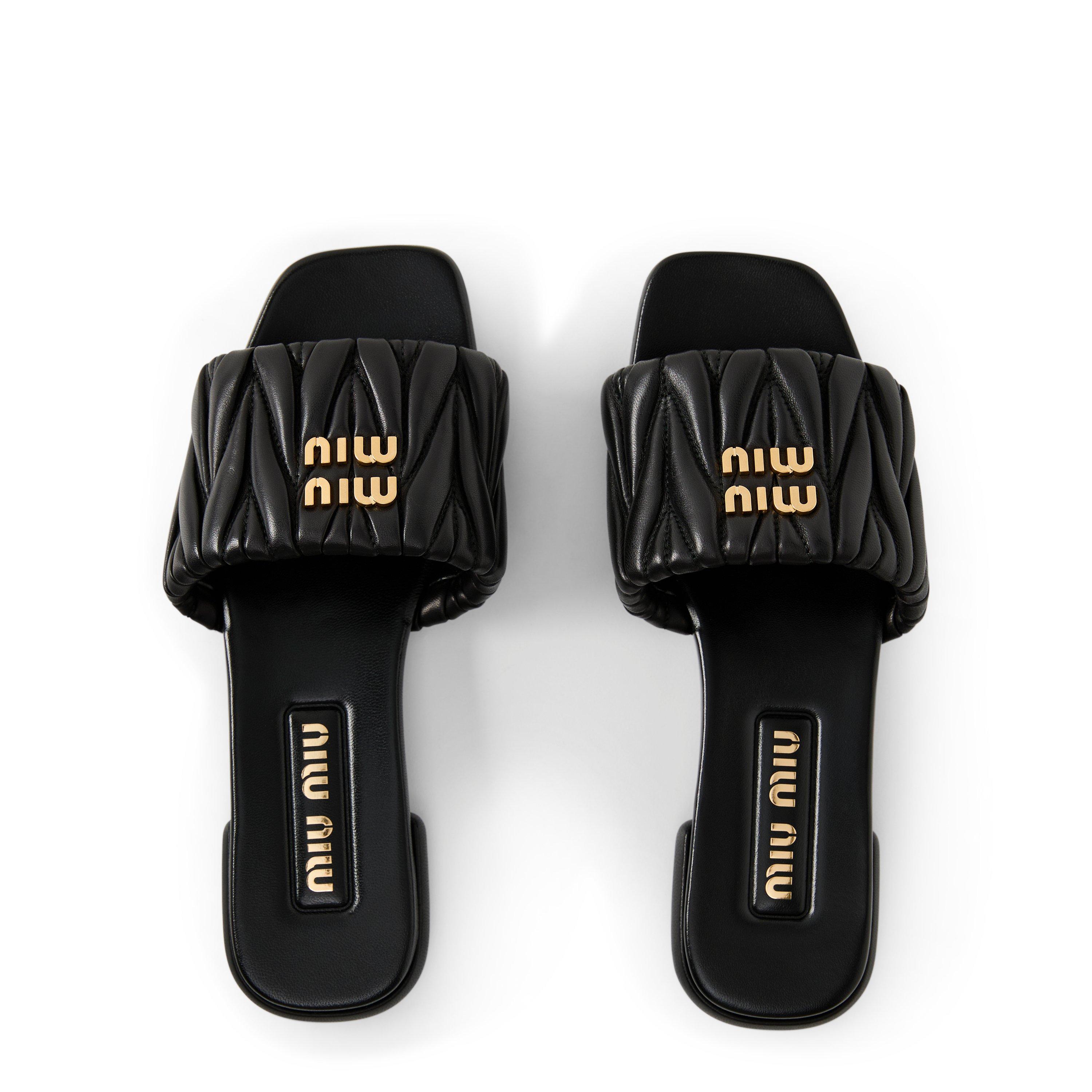 Nero - Miu Miu - Matelasse Slides - 5