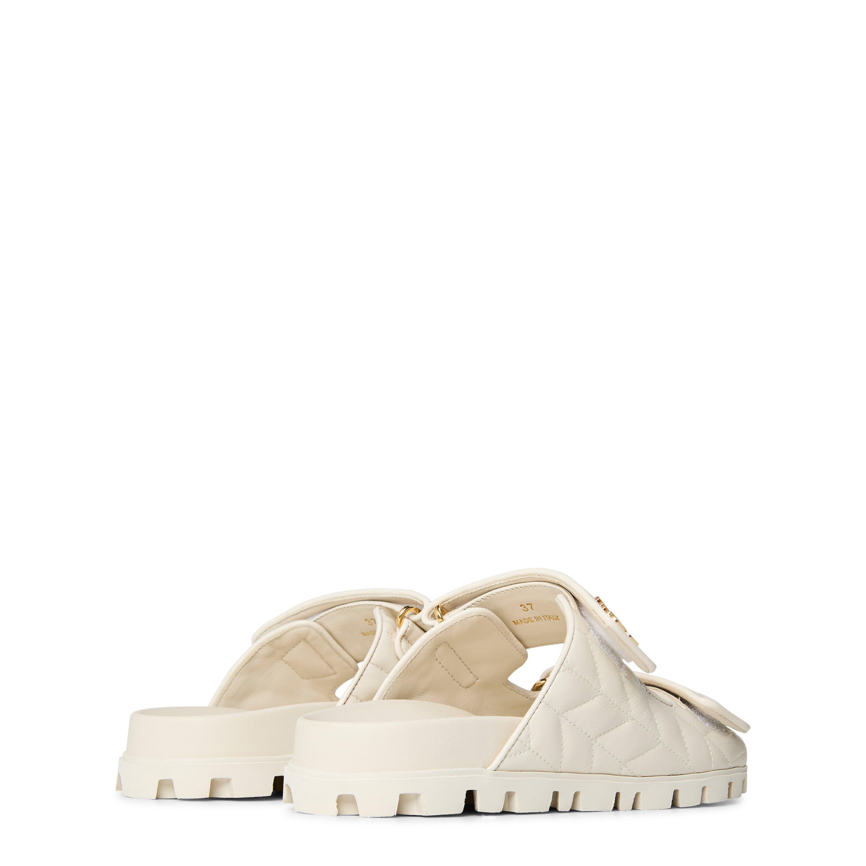 Bianco - Miu Miu - Matelasse Nappa Leather Slides - 4