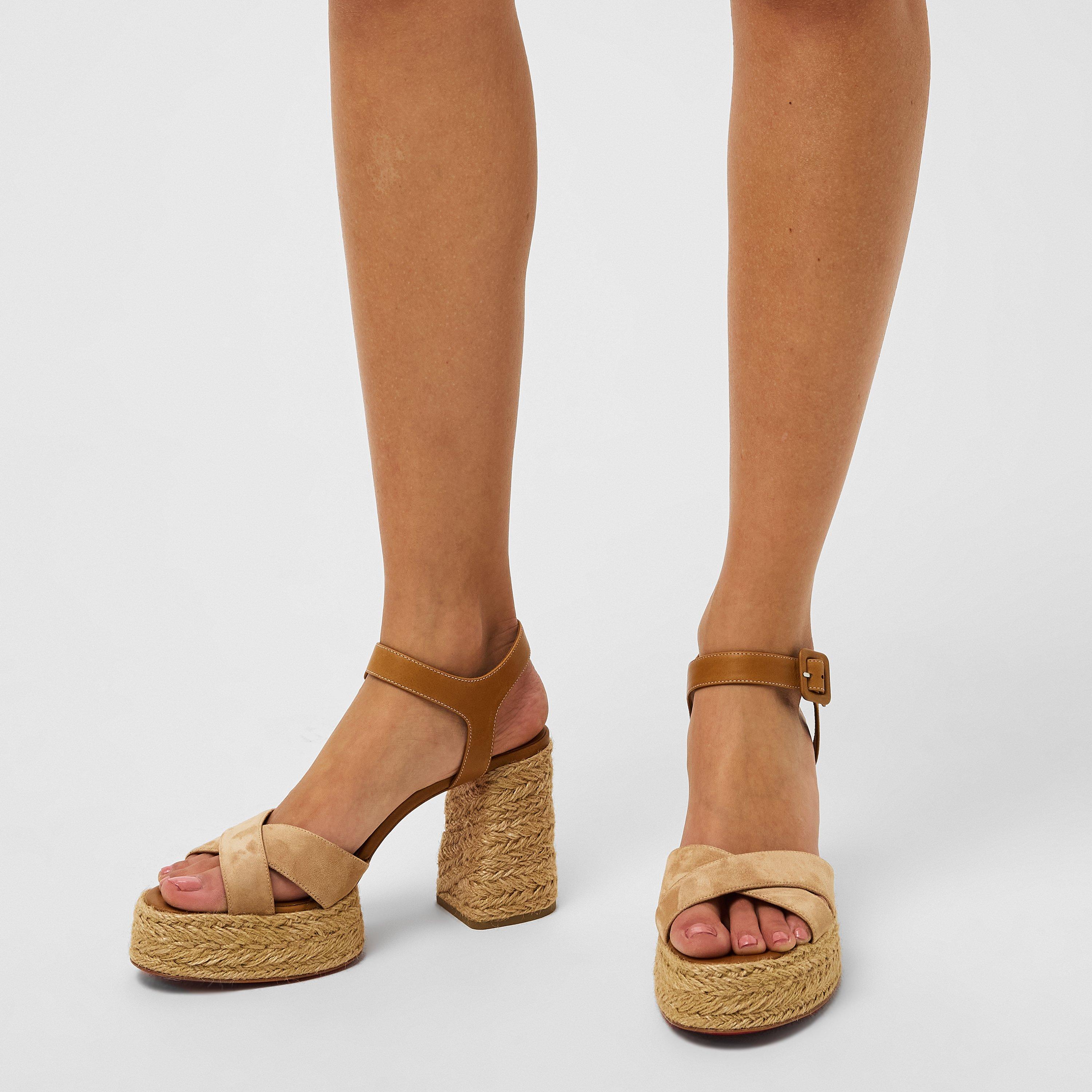 Lionne Terra - Christian Louboutin - Women's Calakala Leather Wedges, 85mm - 3