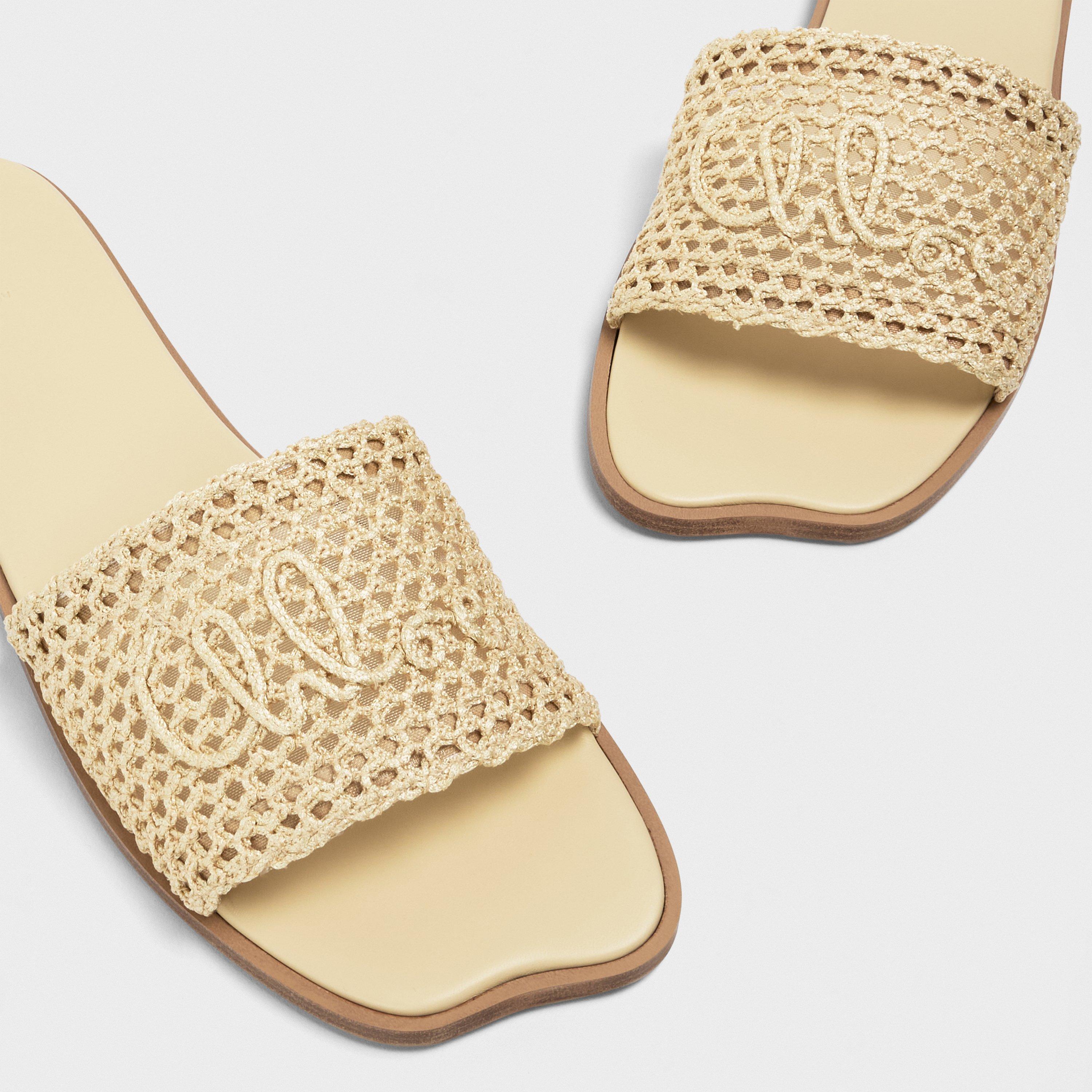 Natural Brown - Chloe - Women's Flower Flat Sandals - 4