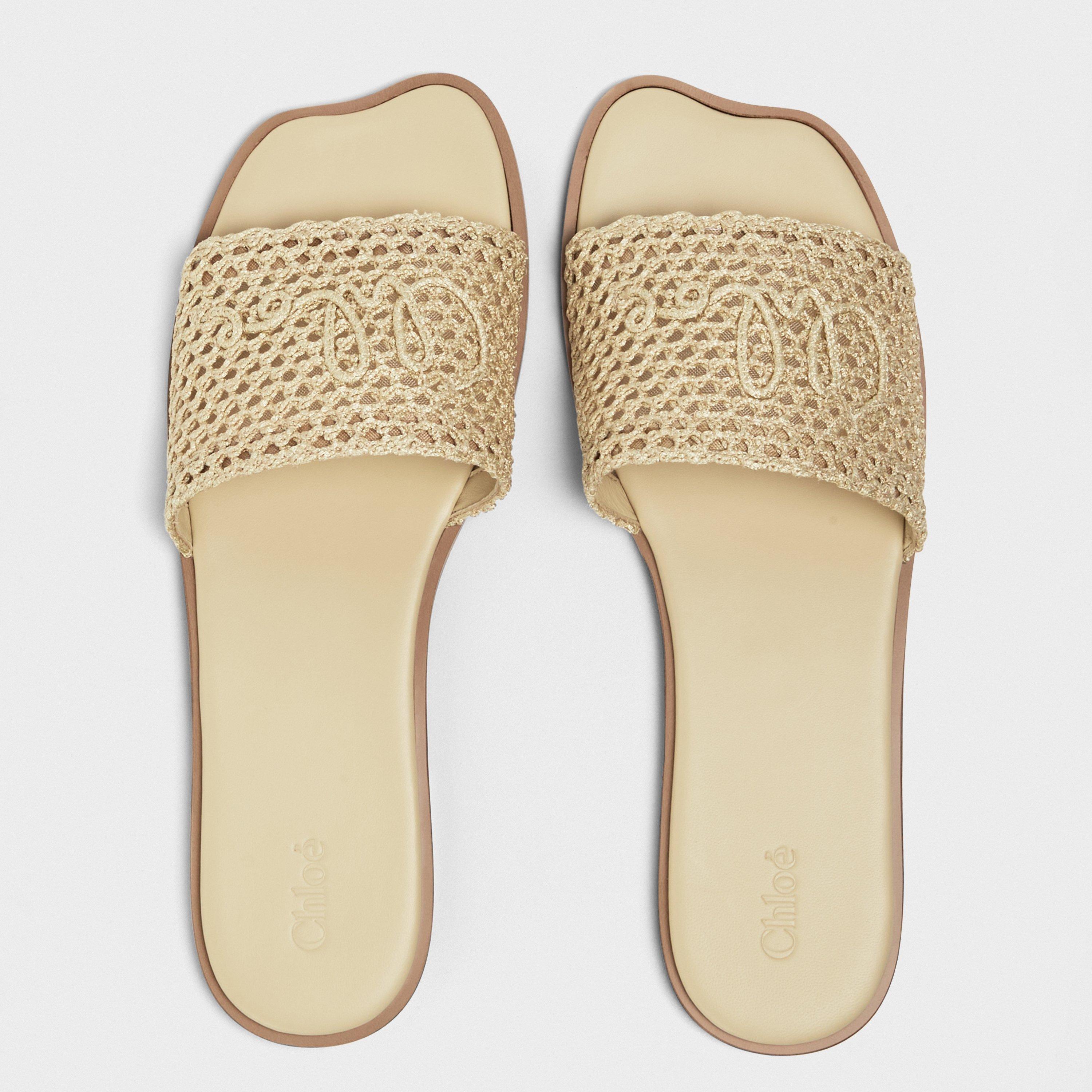 Natural Brown - Chloe - Women's Flower Flat Sandals - 5