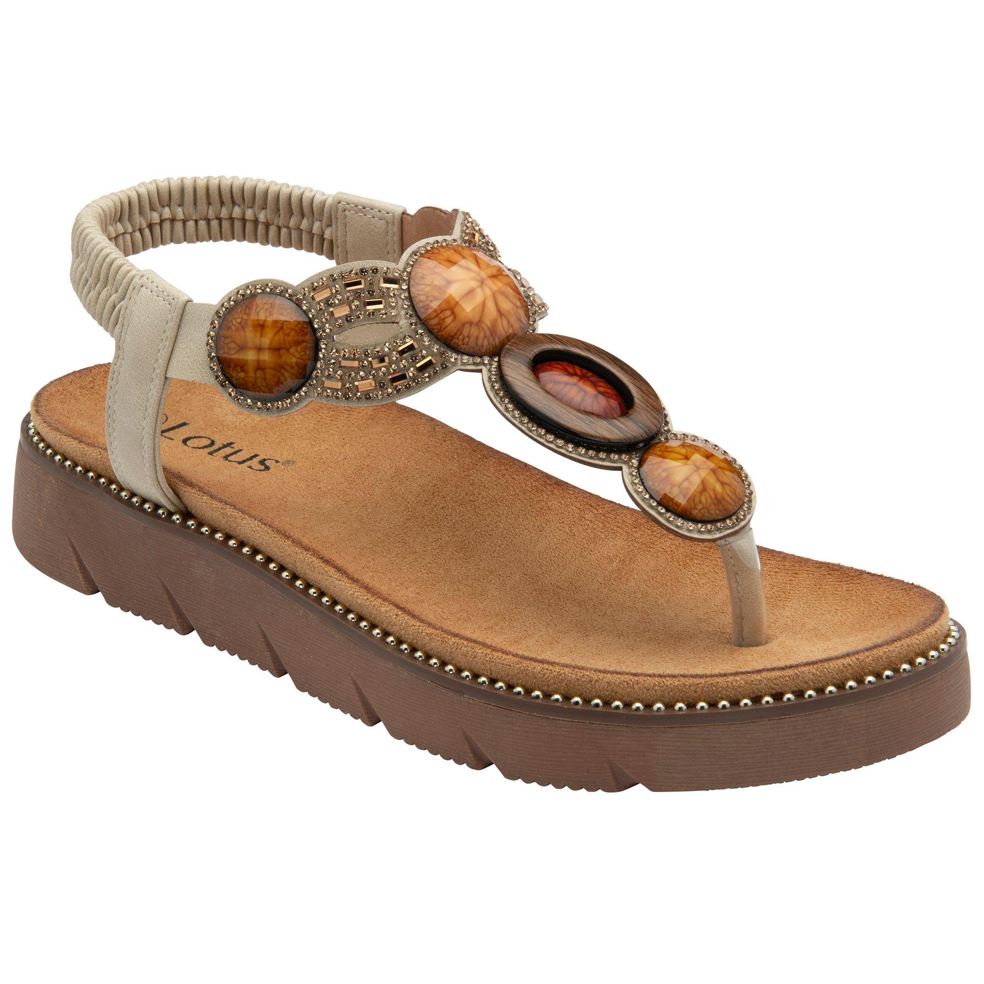 Natural - Lotus Shoes - Women's Alcina Flat Sandal - 1