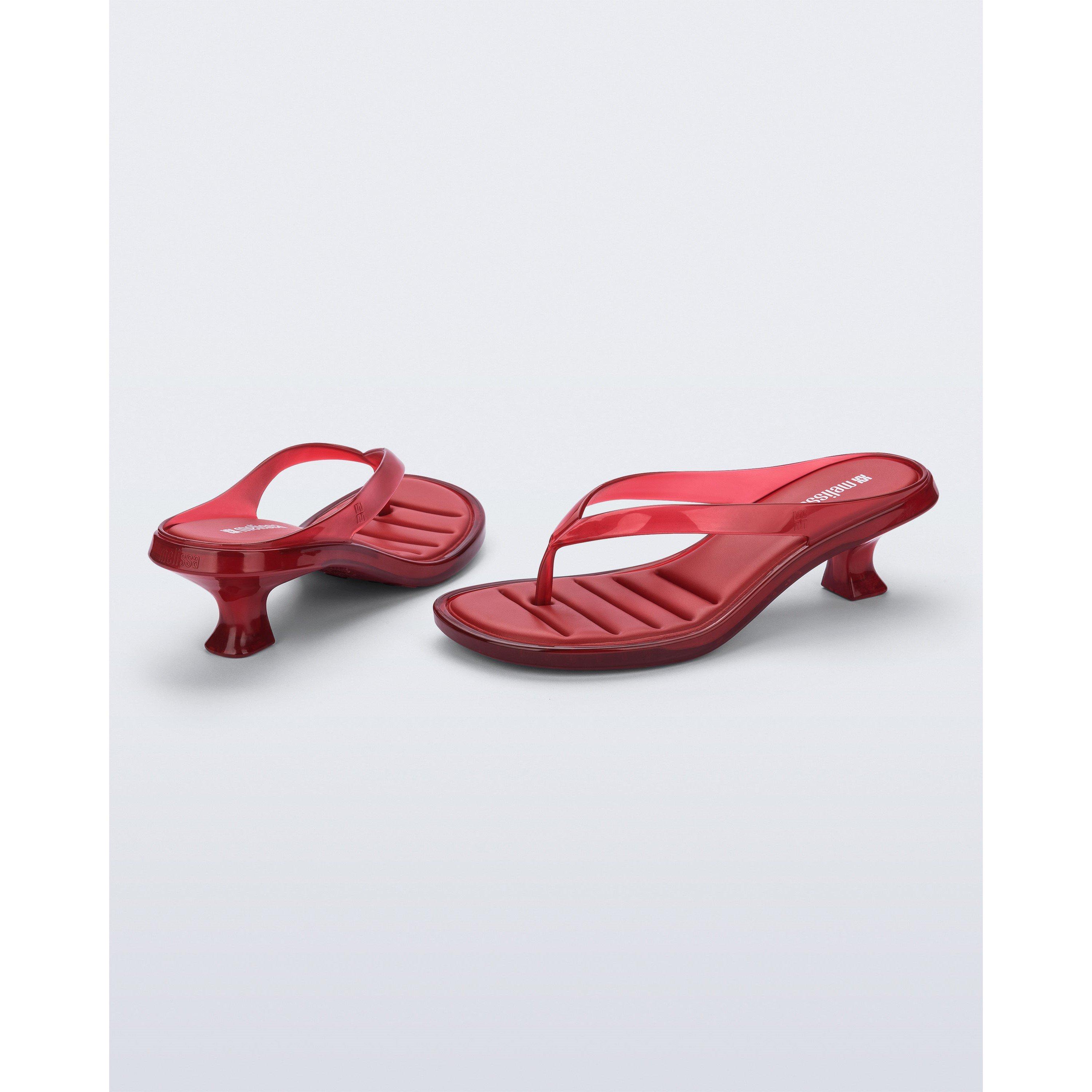 Red - Melissa - Women's Thong Kitten Heel Sandal - 2
