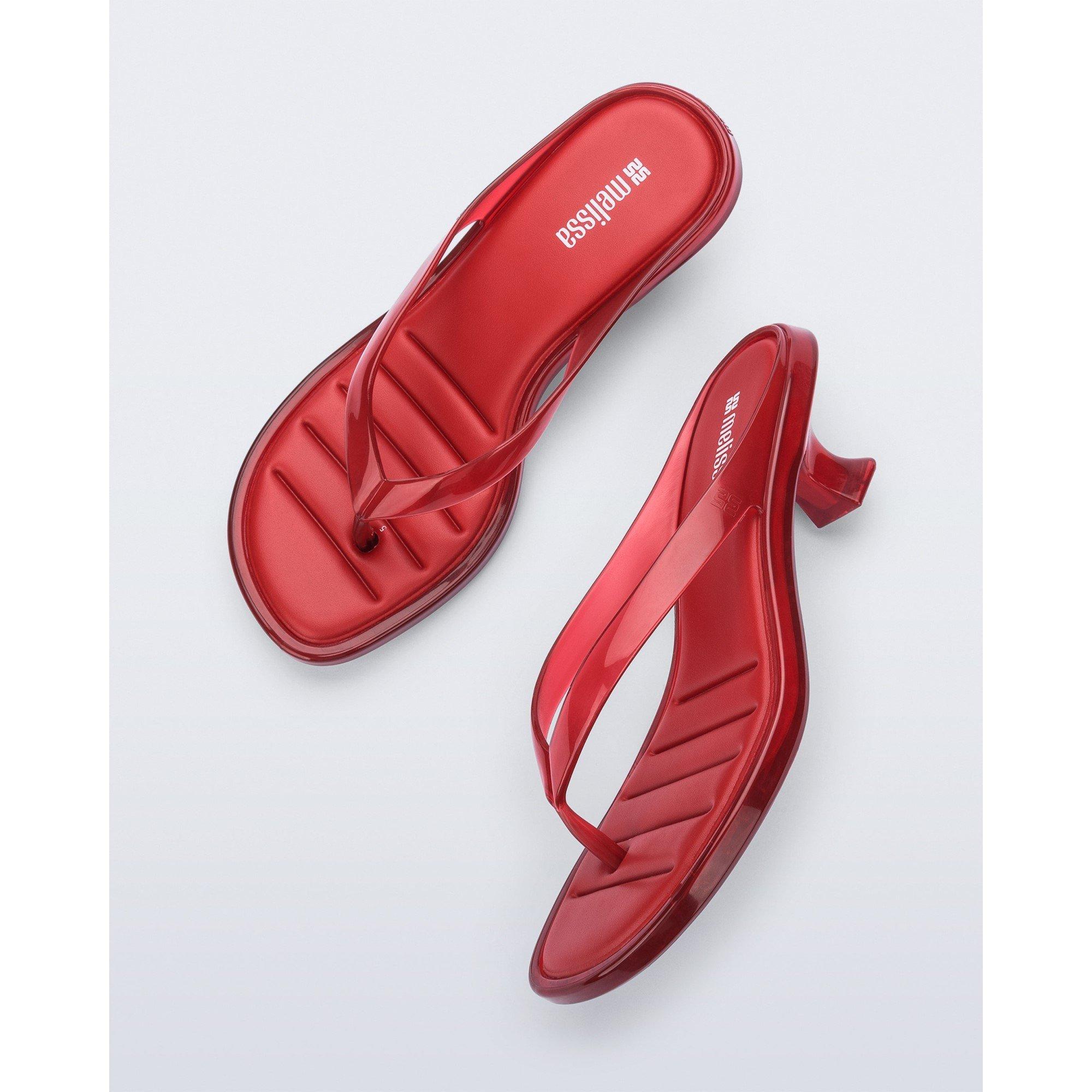 Red - Melissa - Women's Thong Kitten Heel Sandal - 3