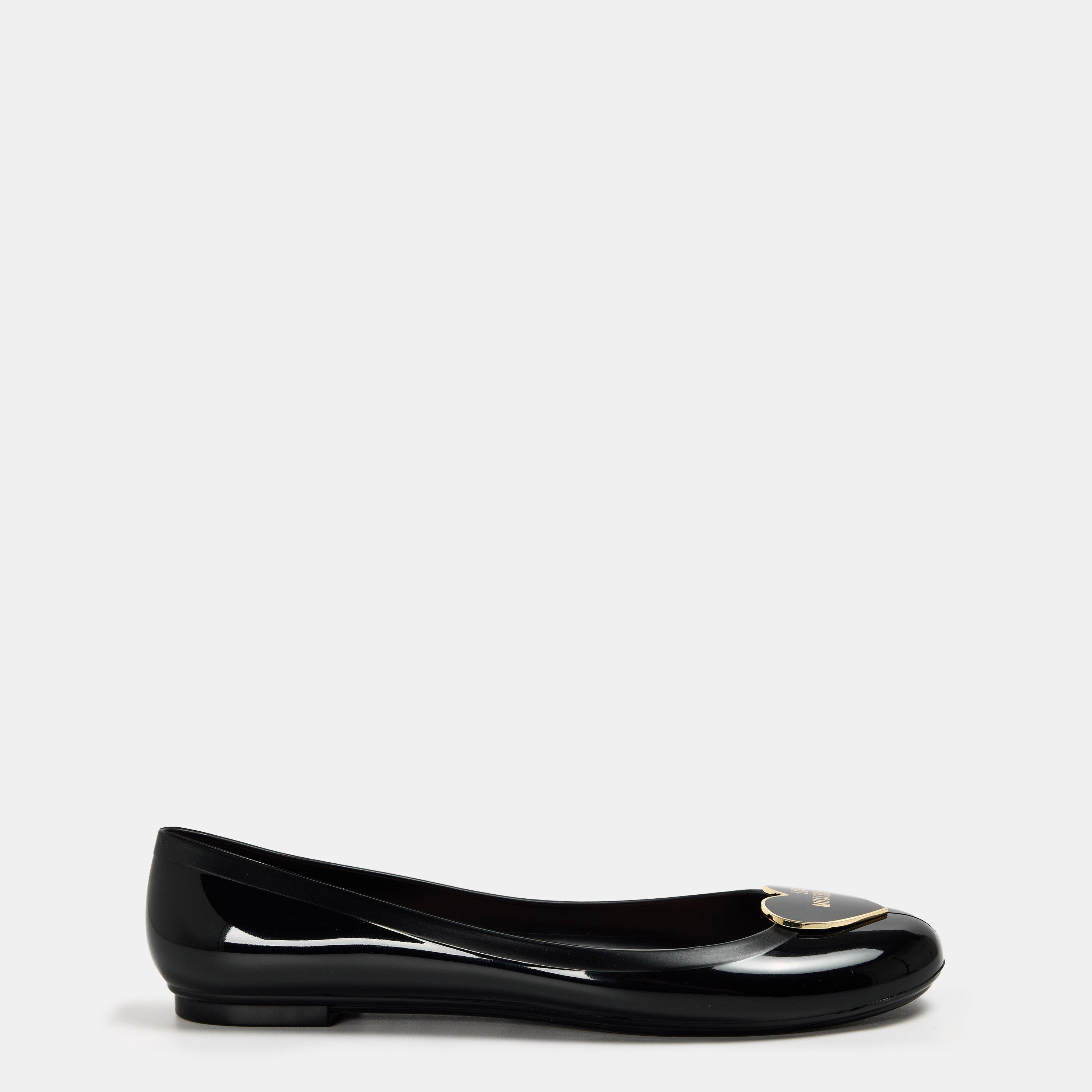 Love Moschino Jelly Ballet Pumps - Black/Gold - Size 4 (37)