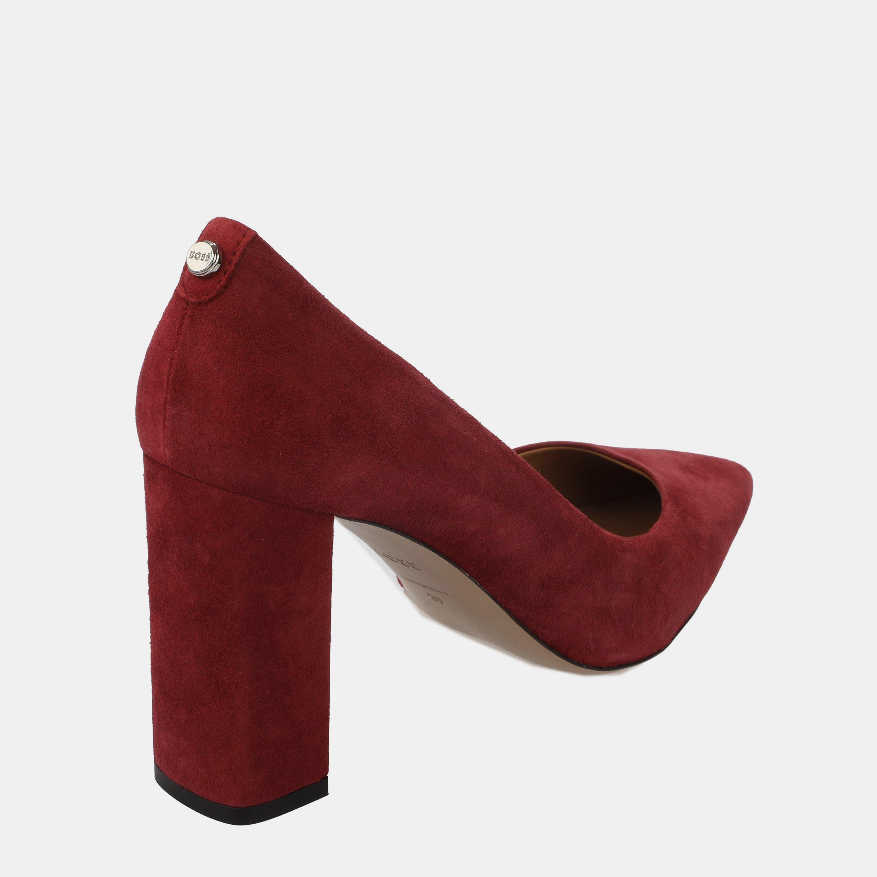 Dark Red - Boss - Women's Janet Block Court Shoes - 3