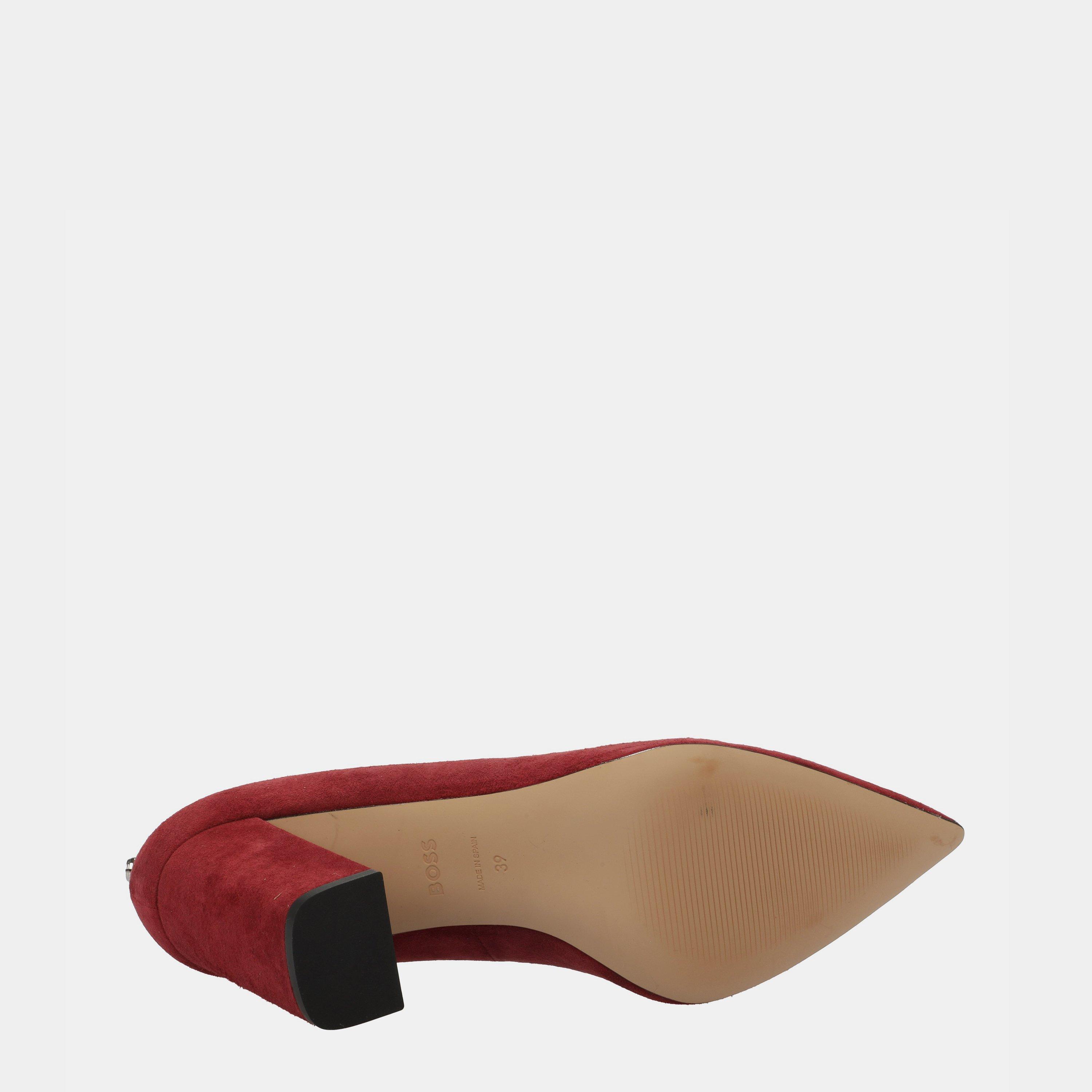 Dark Red - Boss - Women's Janet Block Court Shoes - 4
