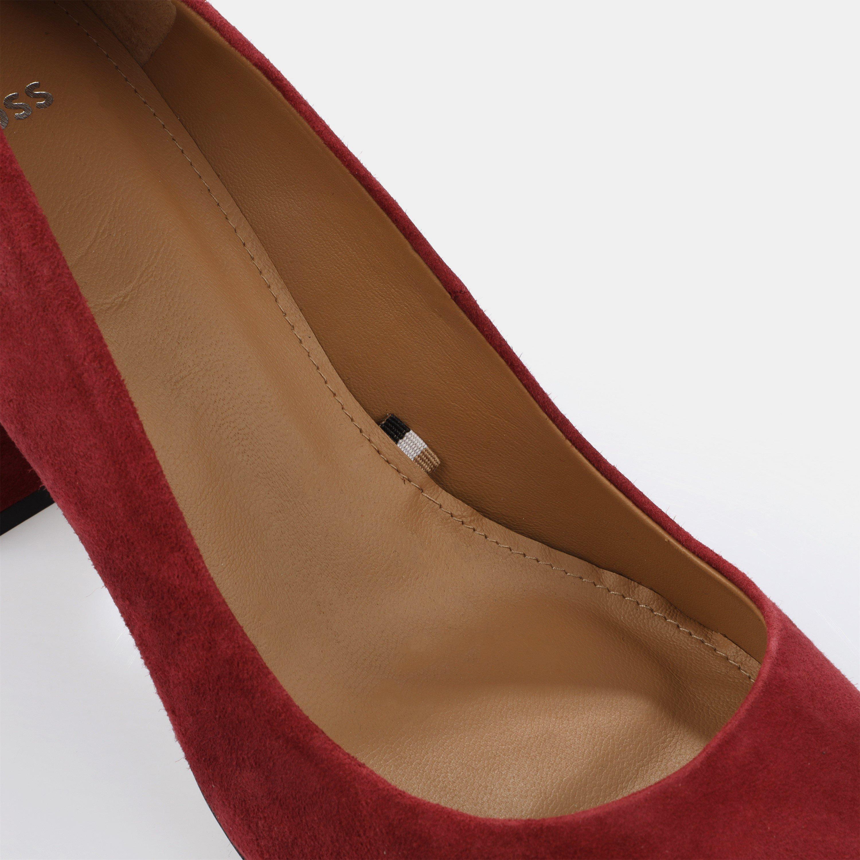 Dark Red - Boss - Women's Janet Block Court Shoes - 5