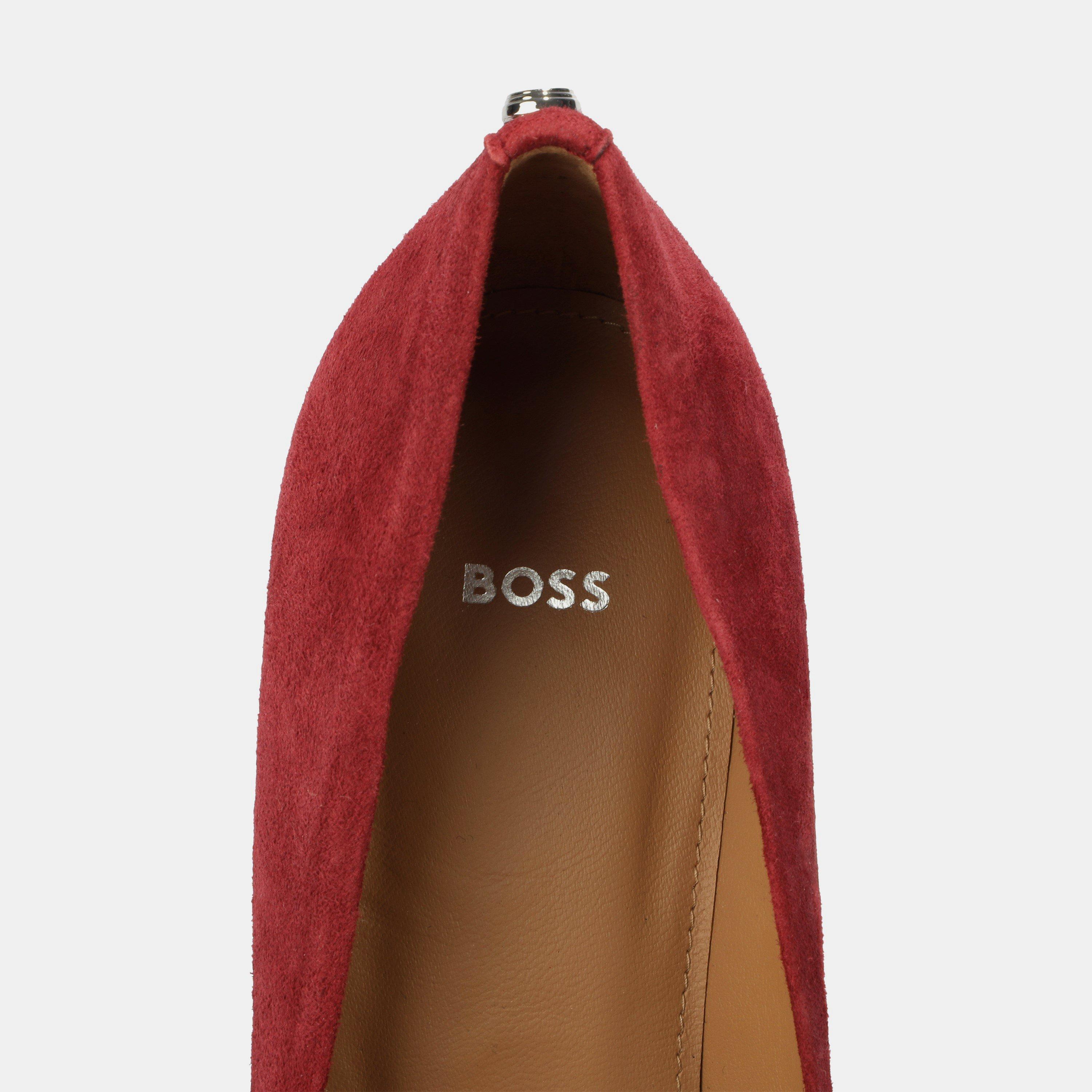 Dark Red - Boss - Women's Janet Block Court Shoes - 6