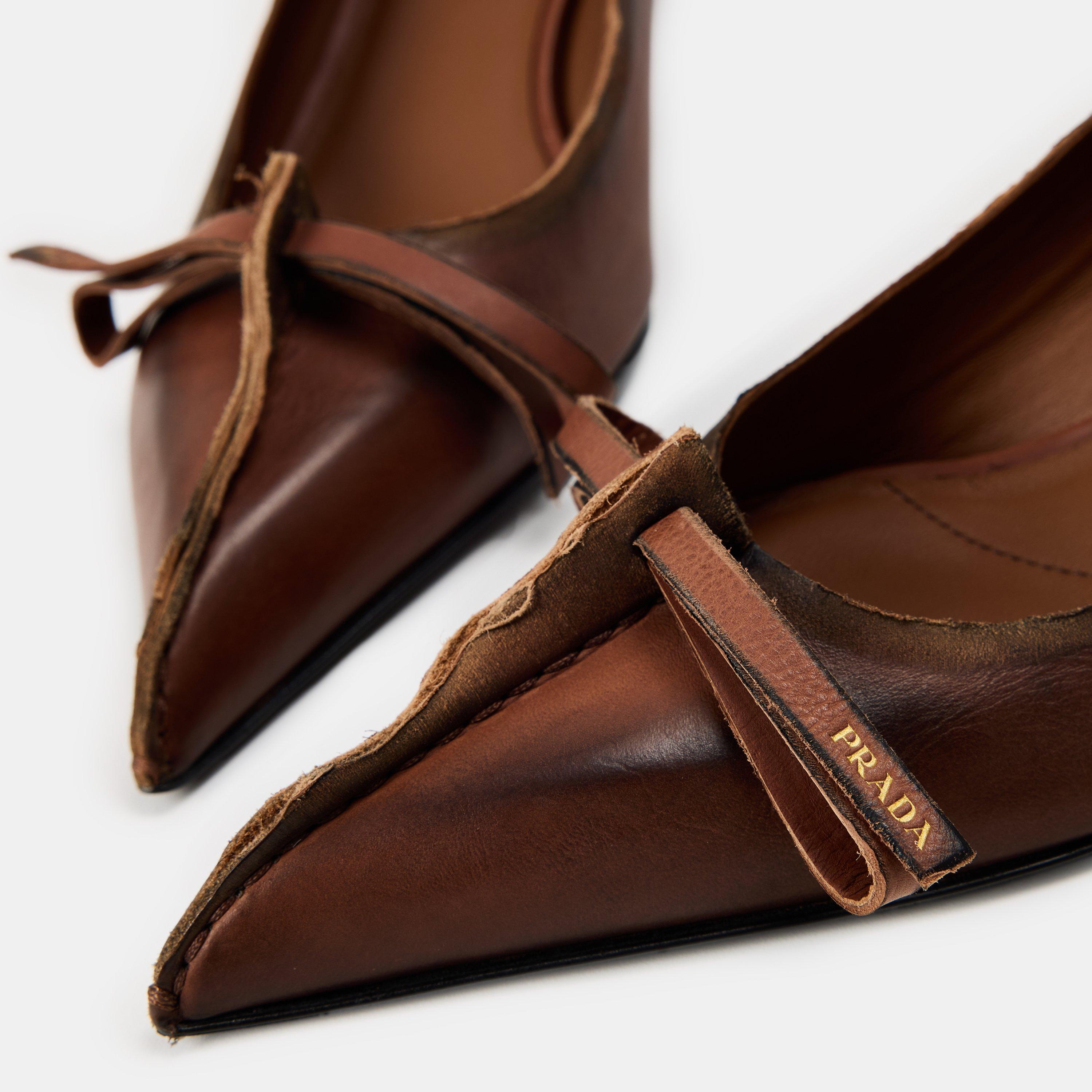 Cacao - Prada - Women's Bow Stiletto Court Shoes - 4