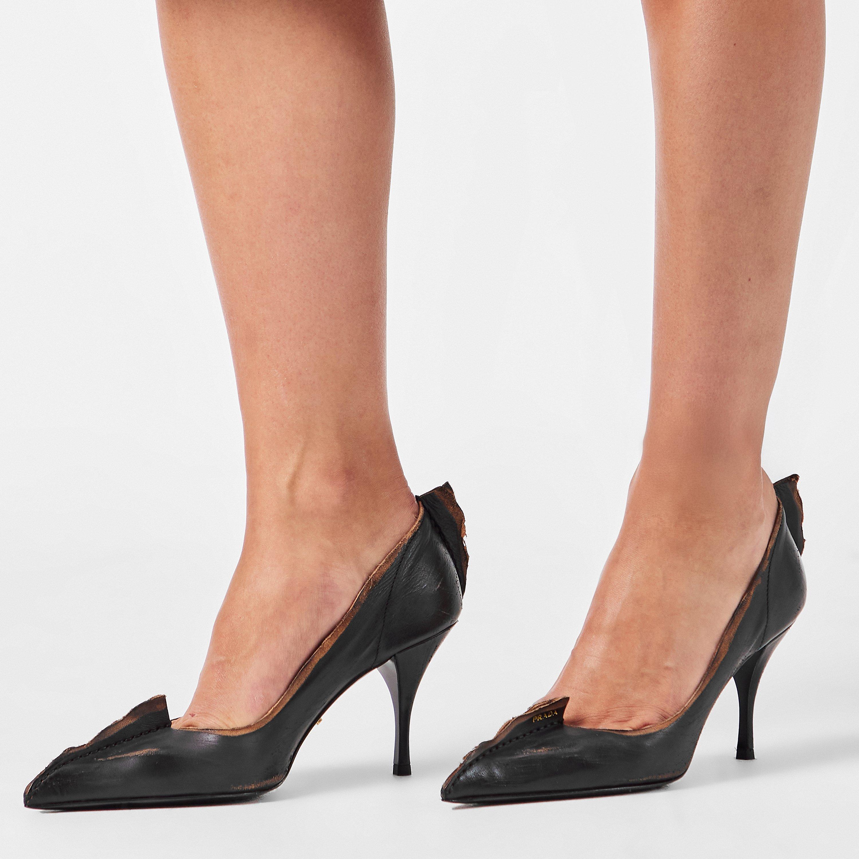 Black Distress - Prada - Women's Stiletto Heels - 3