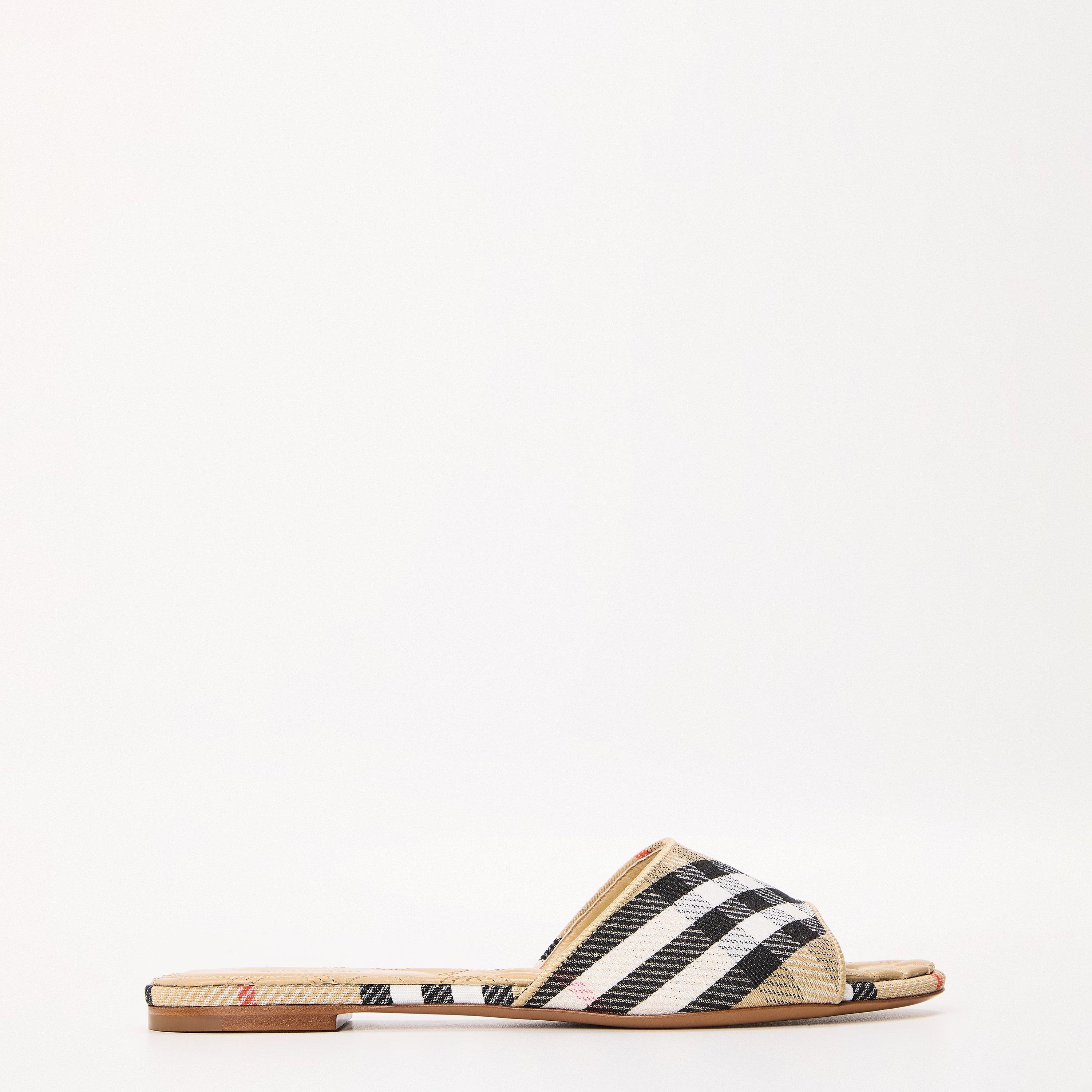 Burberry Women's Burb Sloane Flat Sandals - Sand IP Check - Size 4 (37)