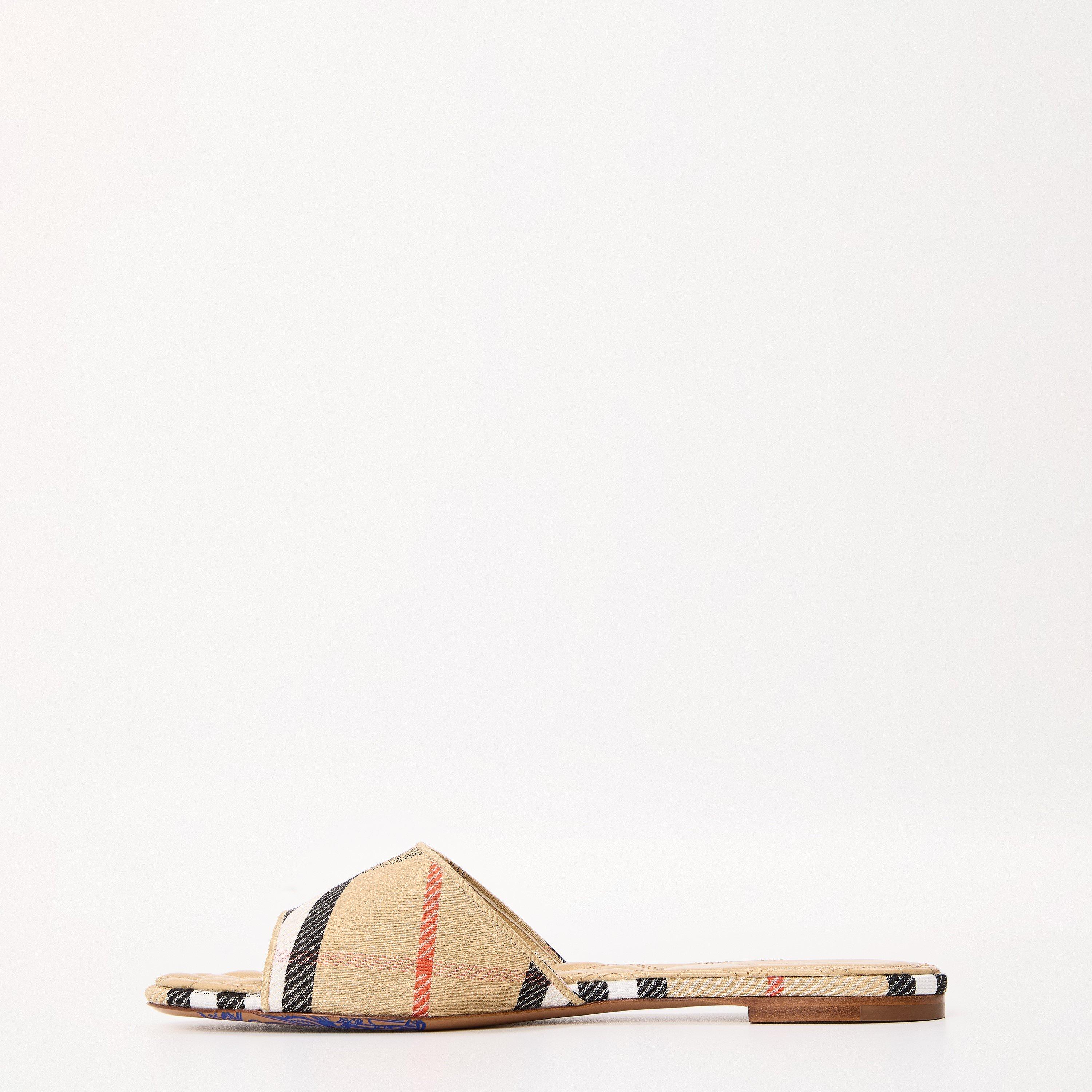 Sand IP Check - Burberry - Women's Burb Sloane Flat Sandals - 2
