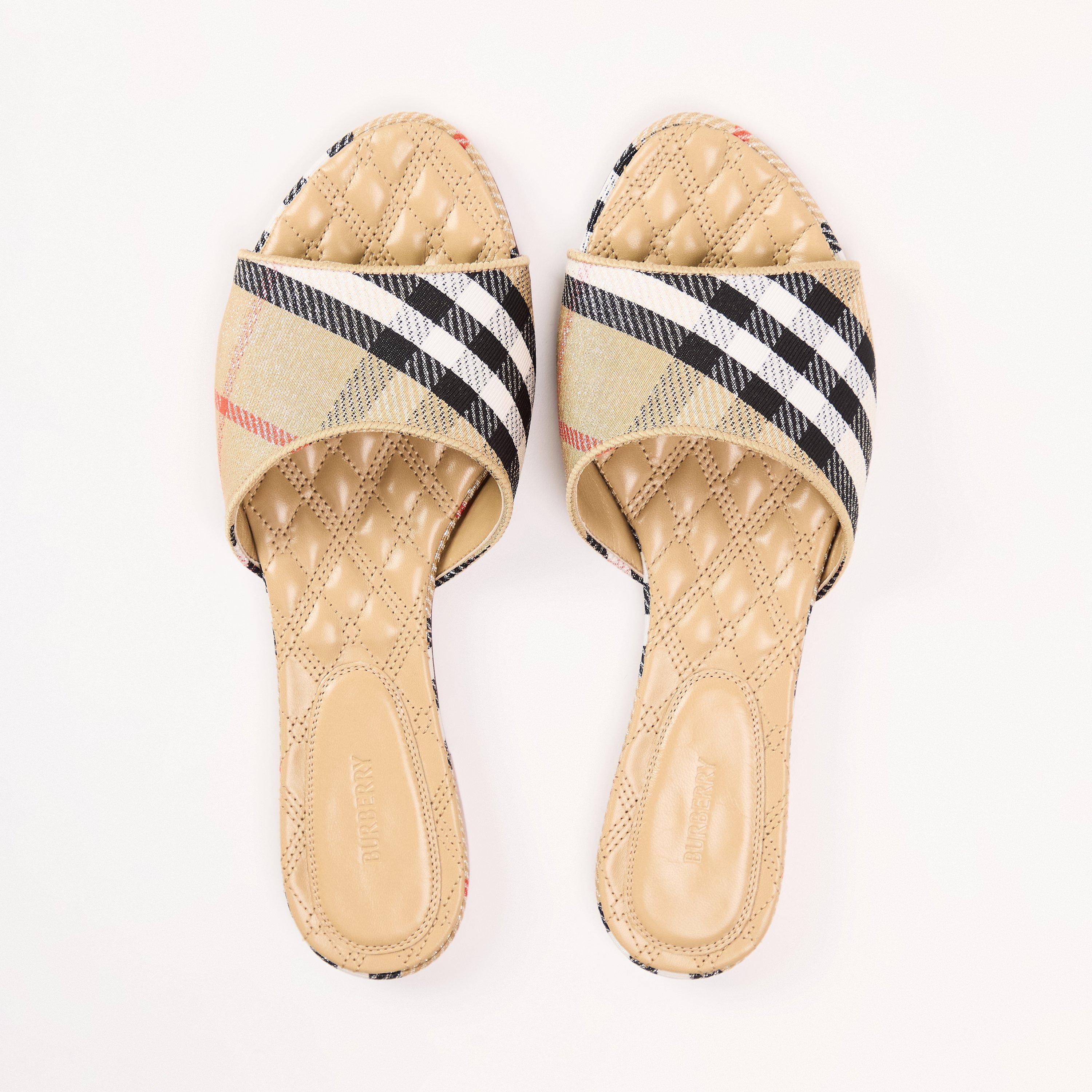 Sand IP Check - Burberry - Women's Burb Sloane Flat Sandals - 4