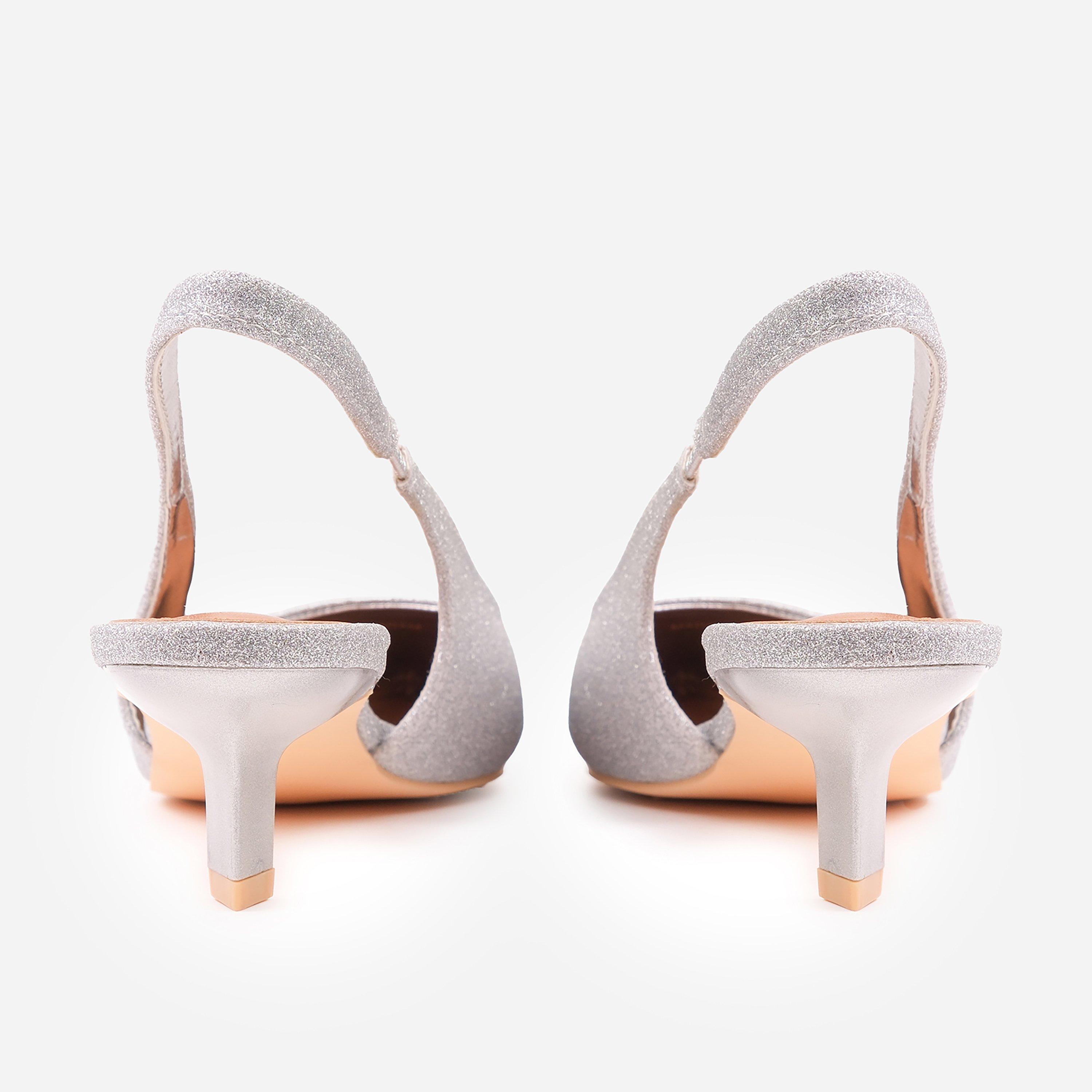 Silver - Wheres That From - Block Heel Court Shoes - 3