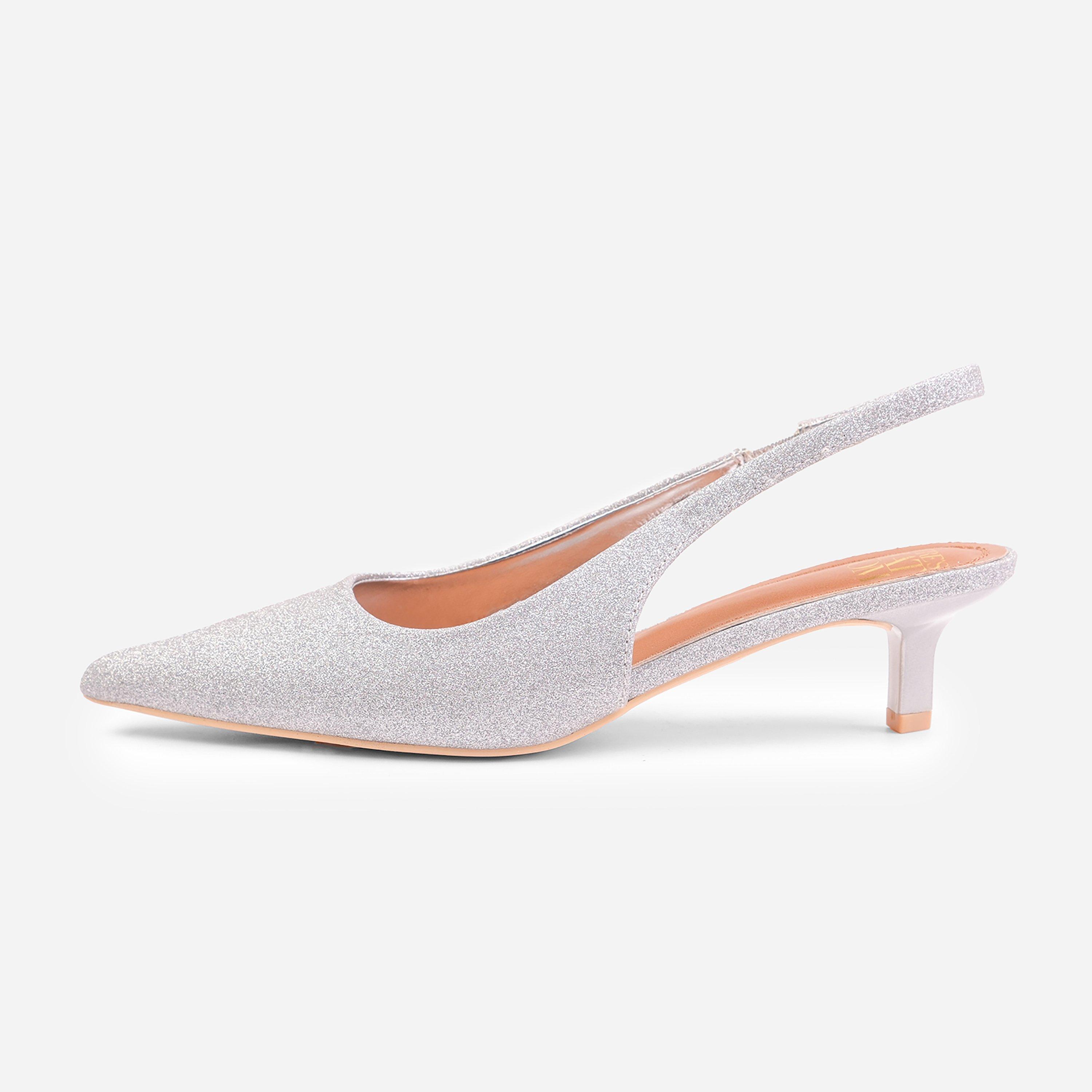 Silver - Wheres That From - Block Heel Court Shoes - 6
