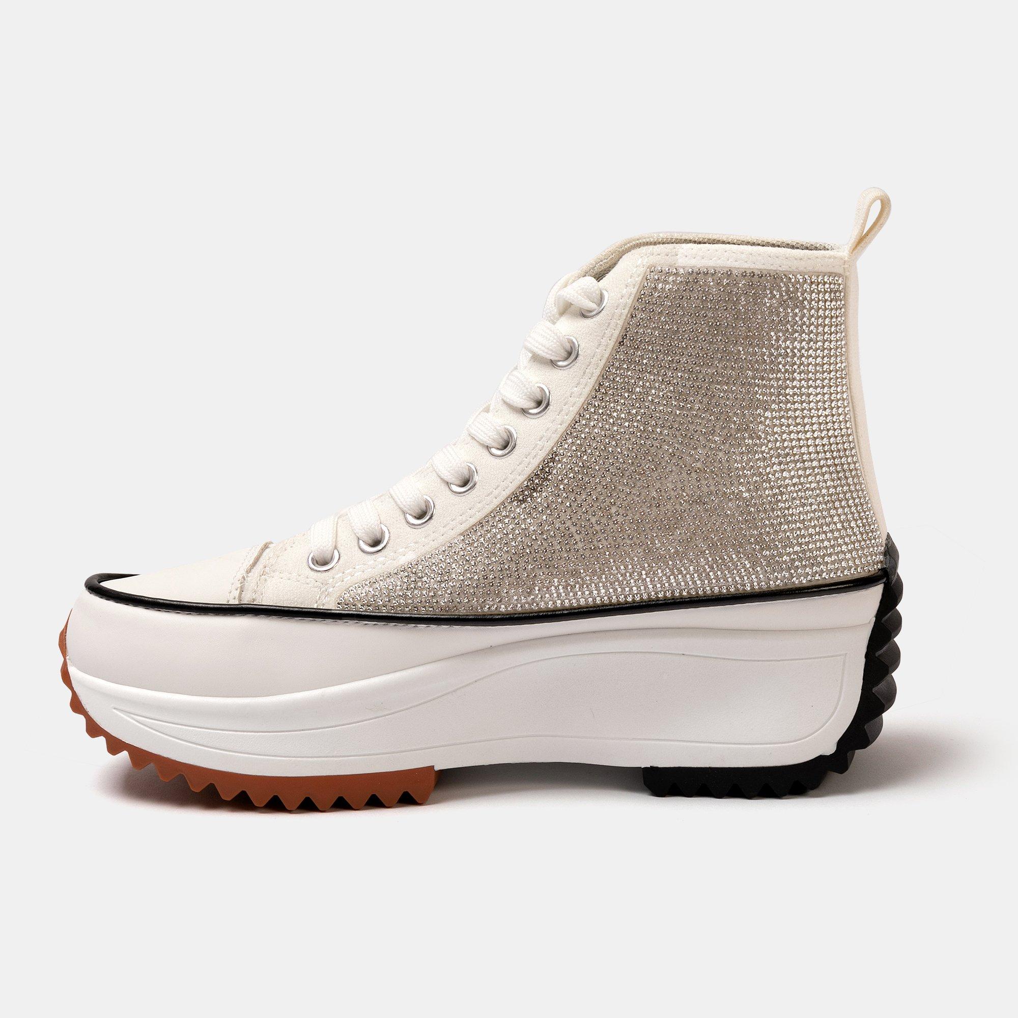 White Glitter - Firetrap - Platform Hi top Ladies Trainers - 2