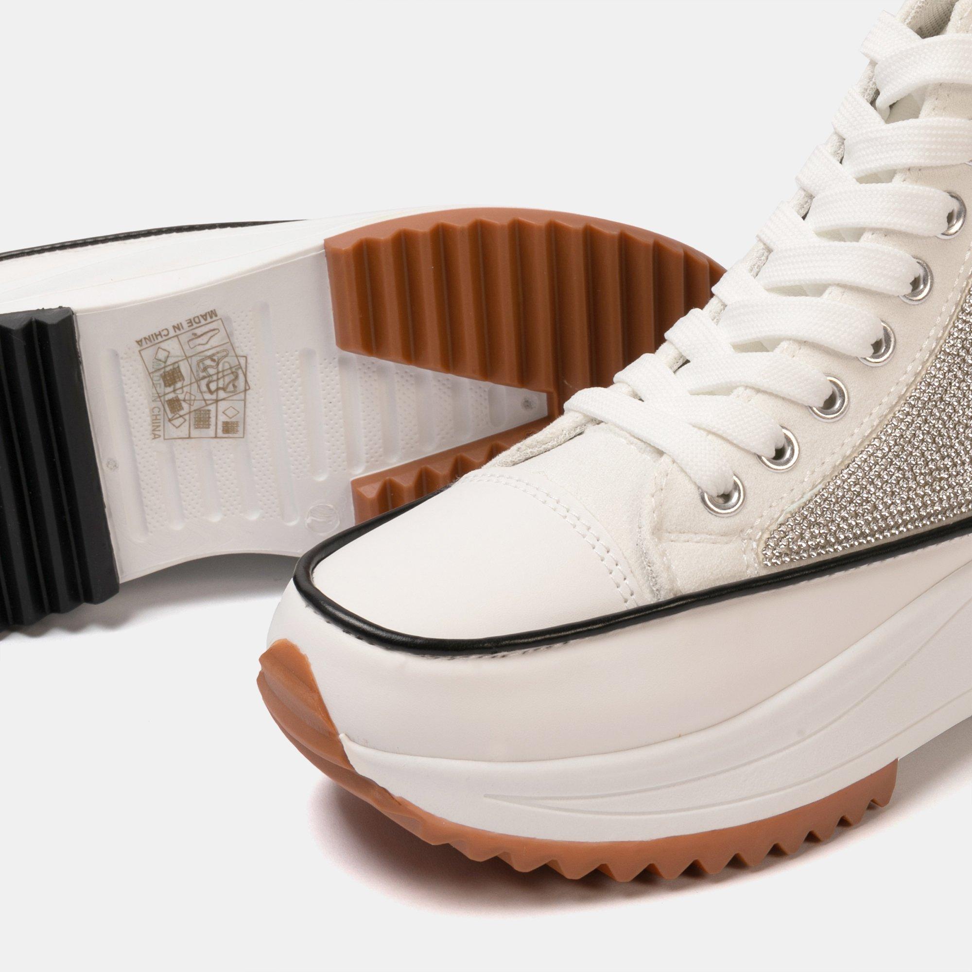 White Glitter - Firetrap - Platform Hi top Ladies Trainers - 4