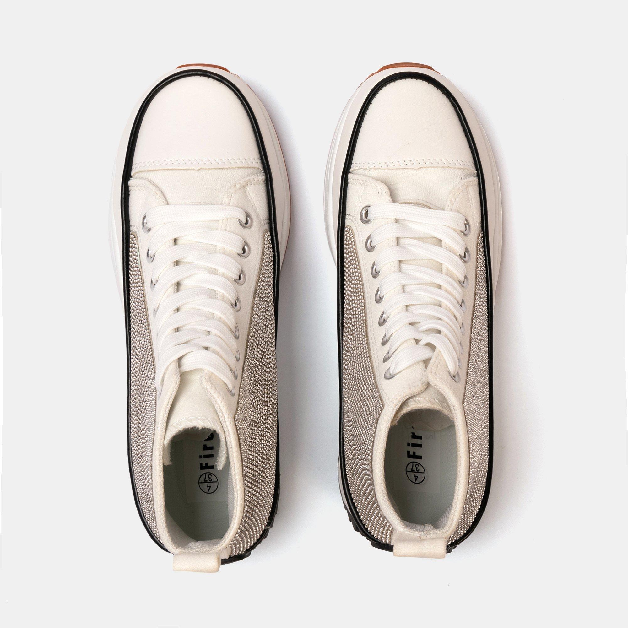 White Glitter - Firetrap - Platform Hi top Ladies Trainers - 5