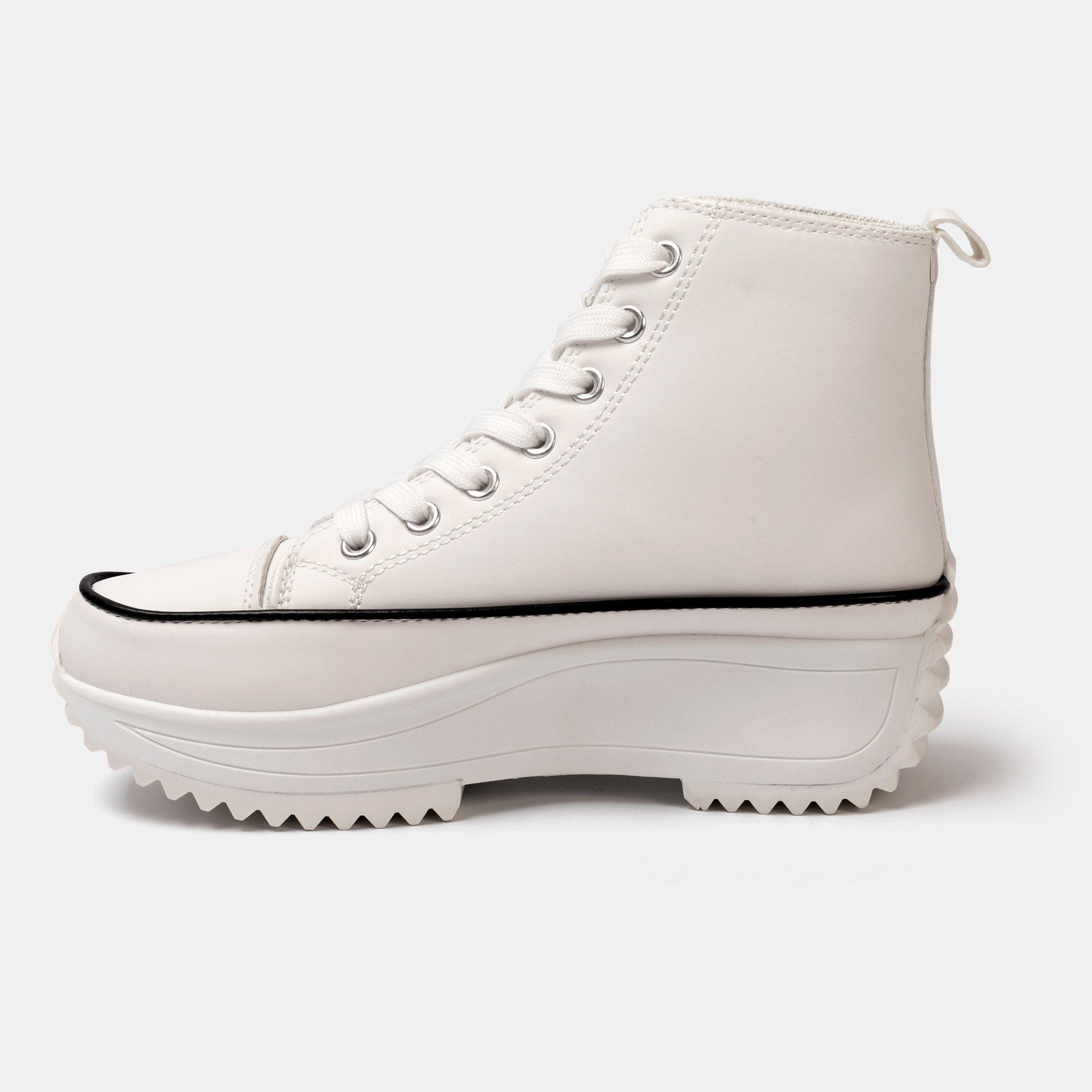 White - Firetrap - Platform Hi top Ladies Trainers - 2