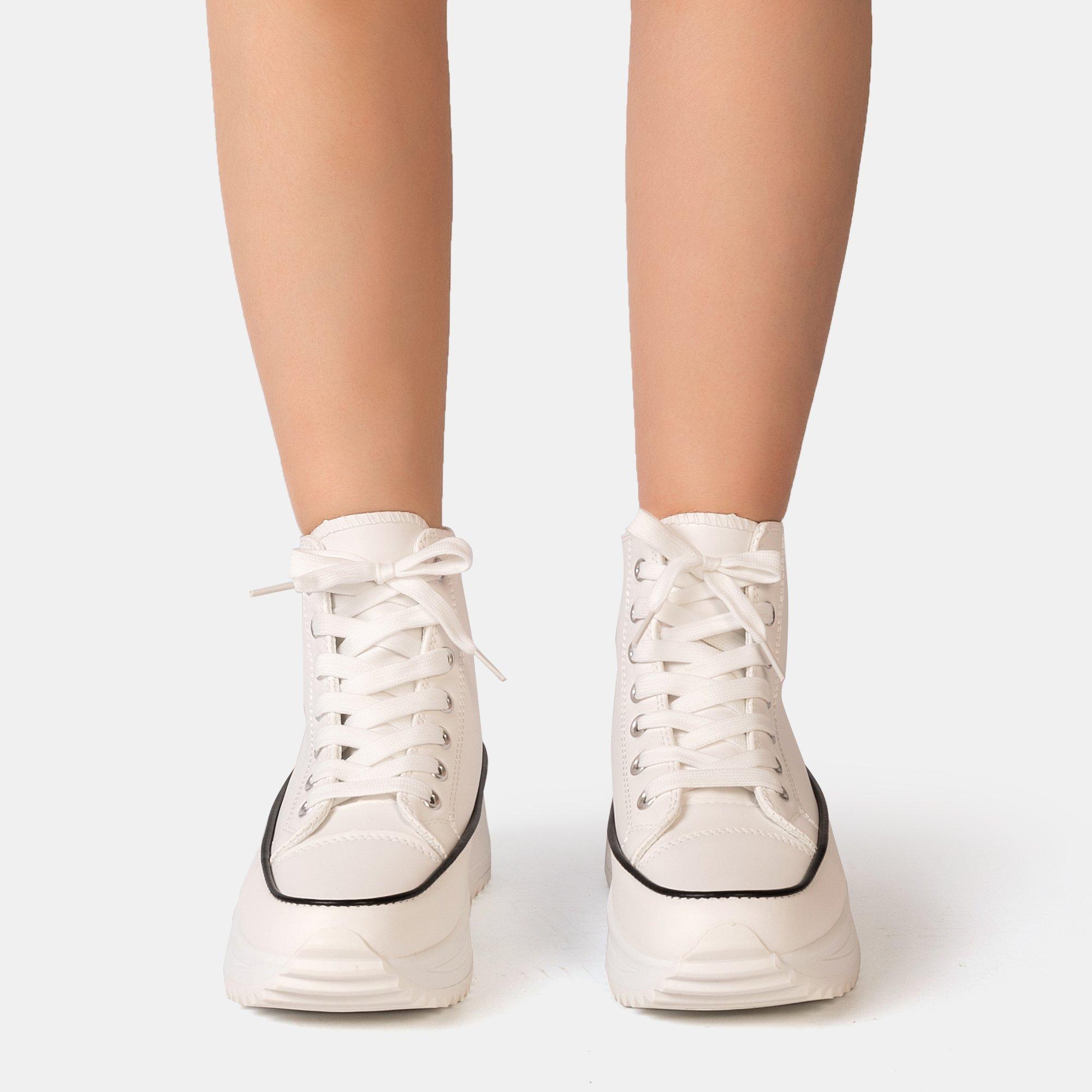White - Firetrap - Platform Hi top Ladies Trainers - 3