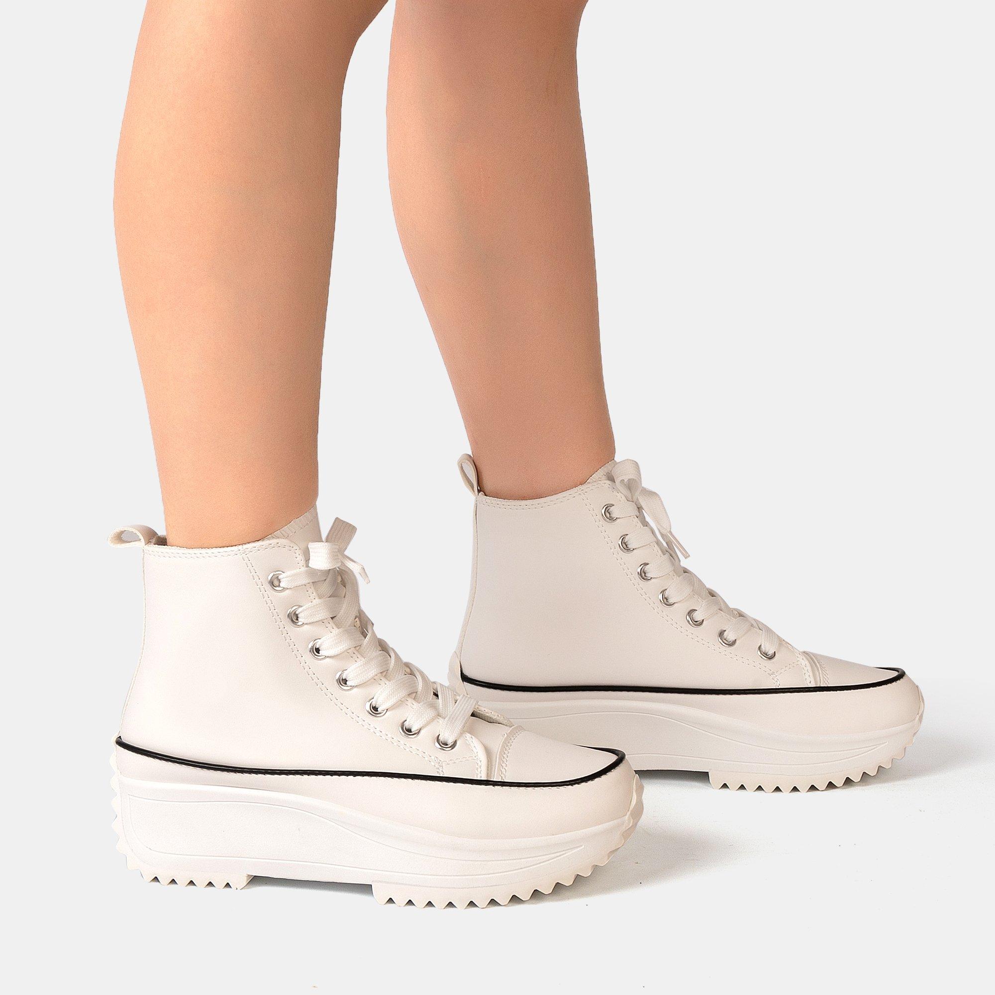 White - Firetrap - Platform Hi top Ladies Trainers - 6