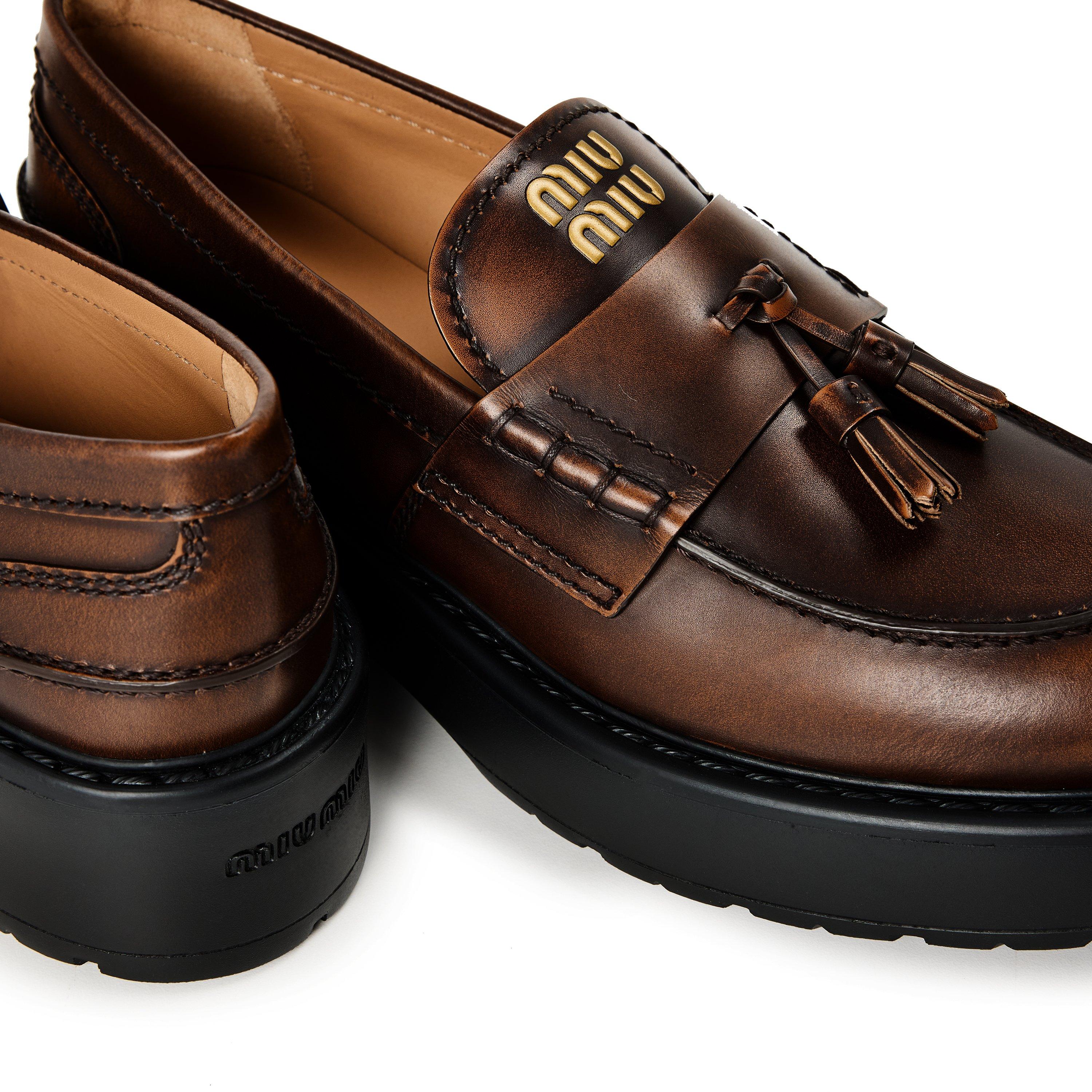 Bruciato - Miu Miu - Women's Boyfriend Tassel Leather Loafers - 3