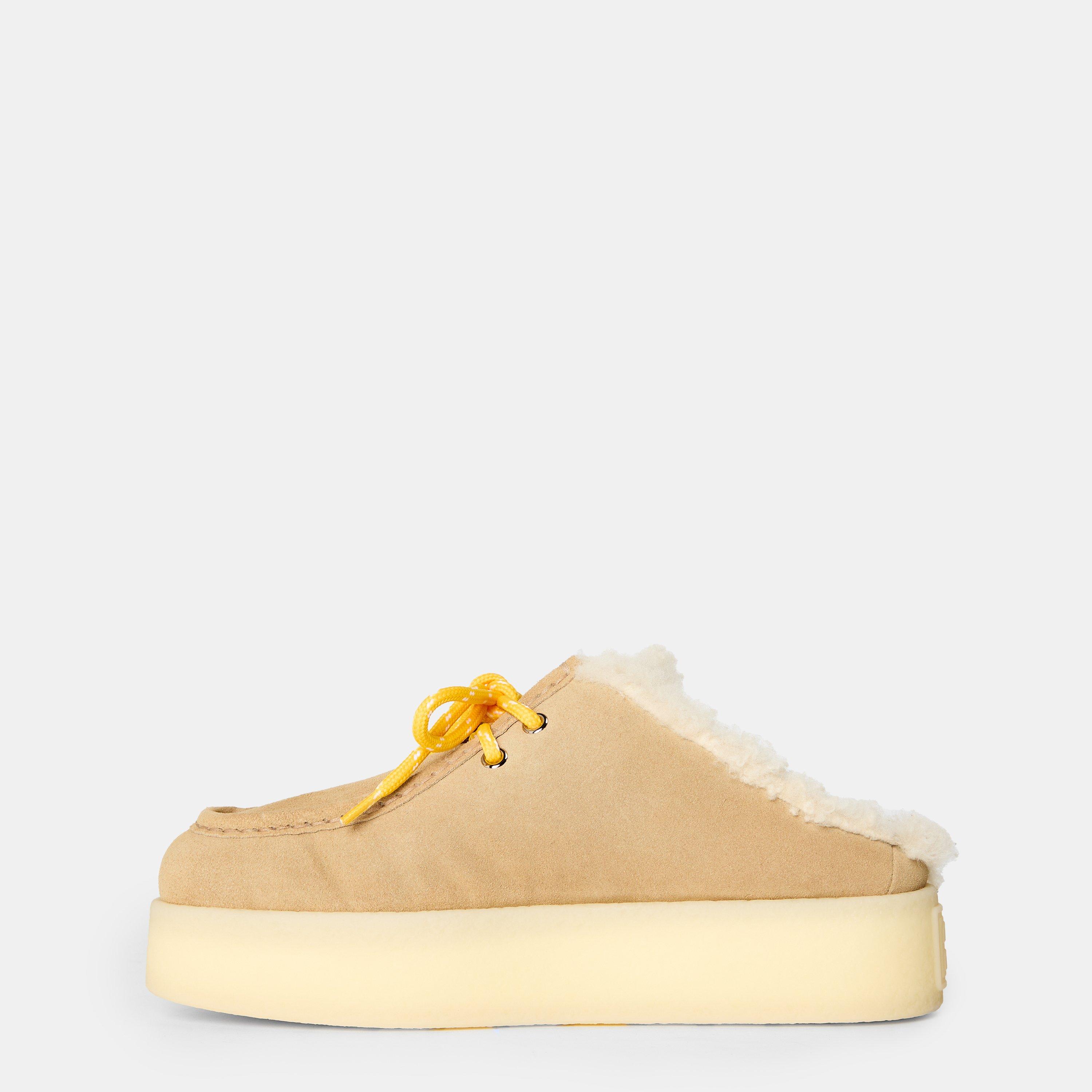 Ecru Sude Shear - Miu Miu - Women's Smooth Upper Open Back Flat Mules - 2