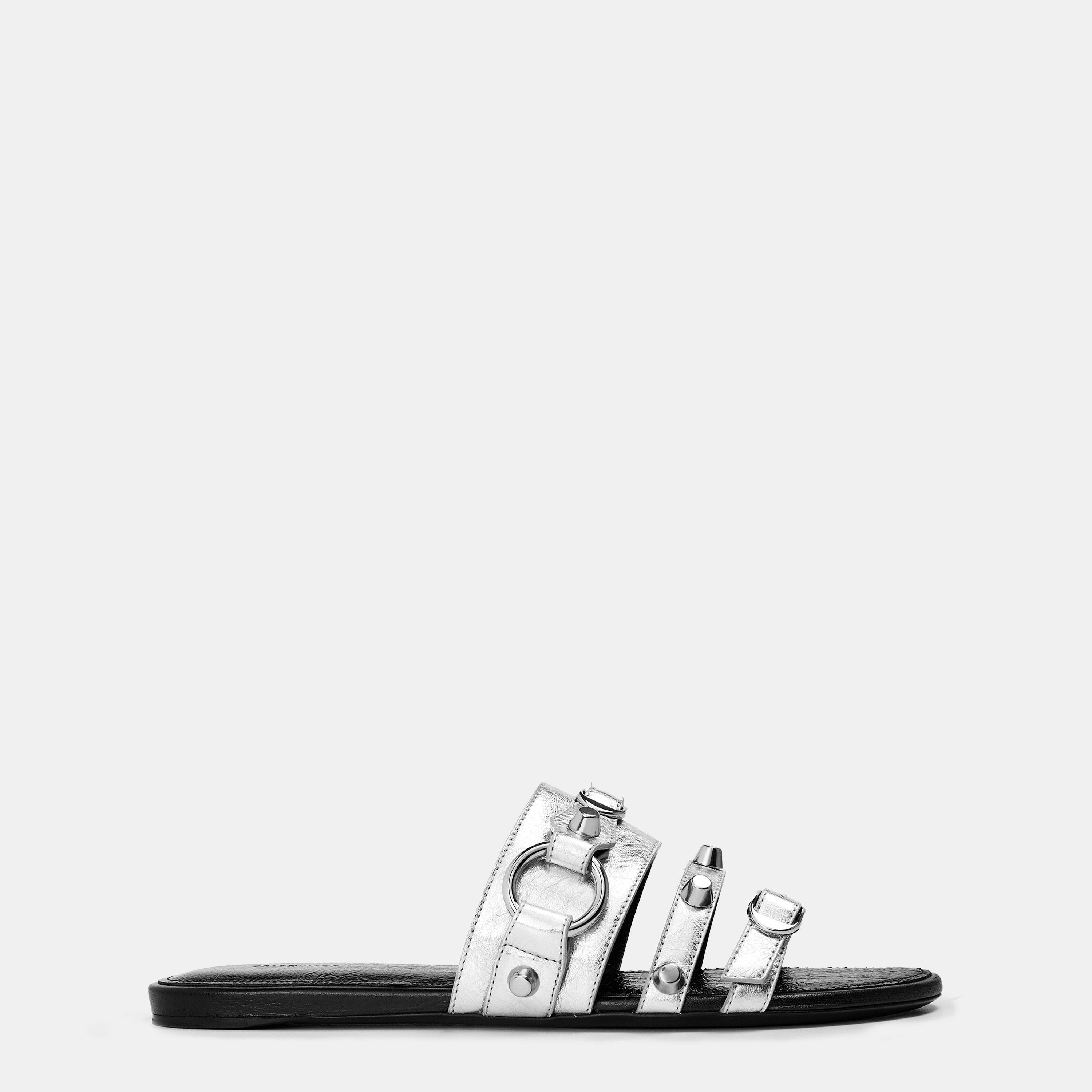 Balenciaga Women's White/Silver Bal City Slide Flat Sandals - 4 (37)