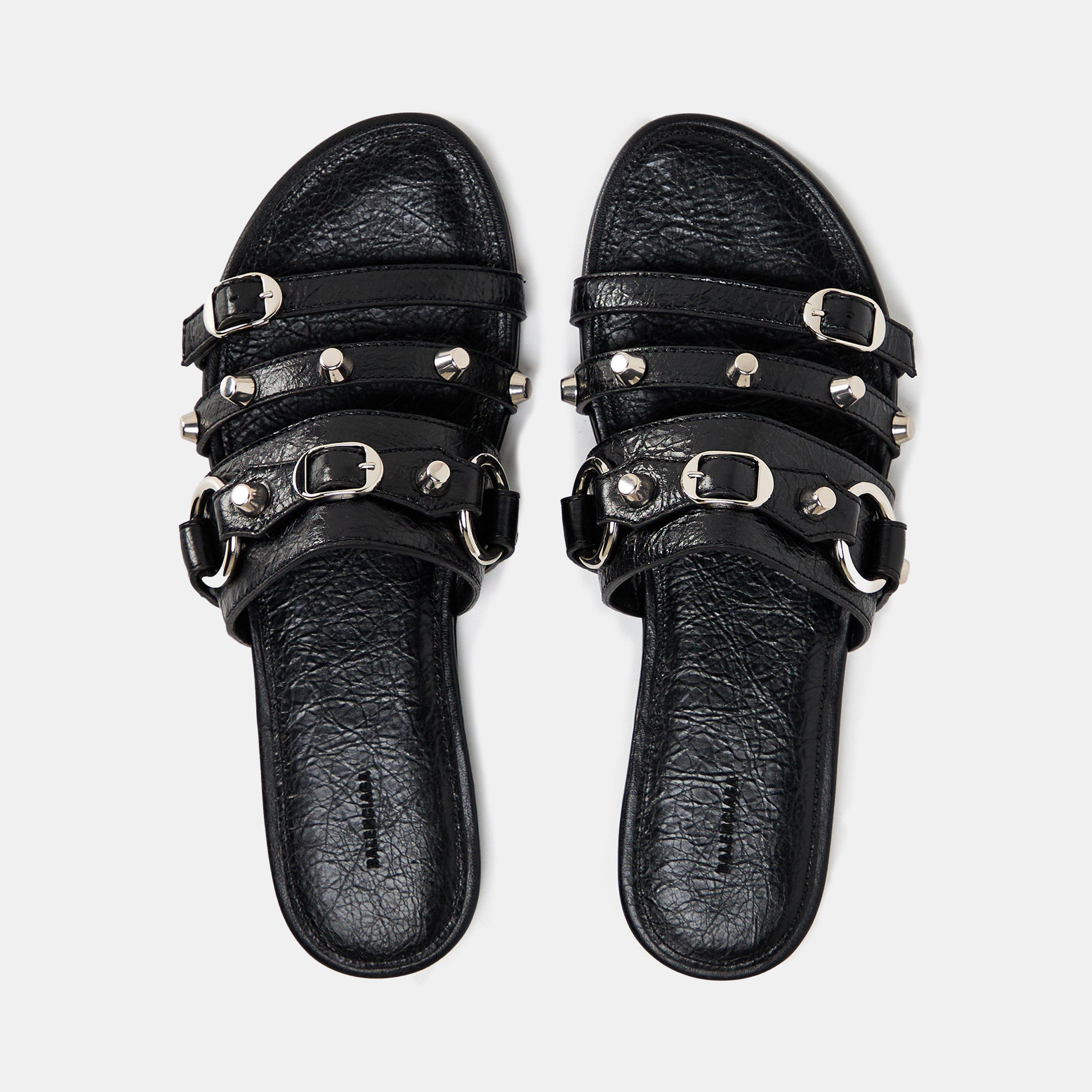 Black/Silver - Balenciaga - Women's Bal City Slide Flat Sandals - 5