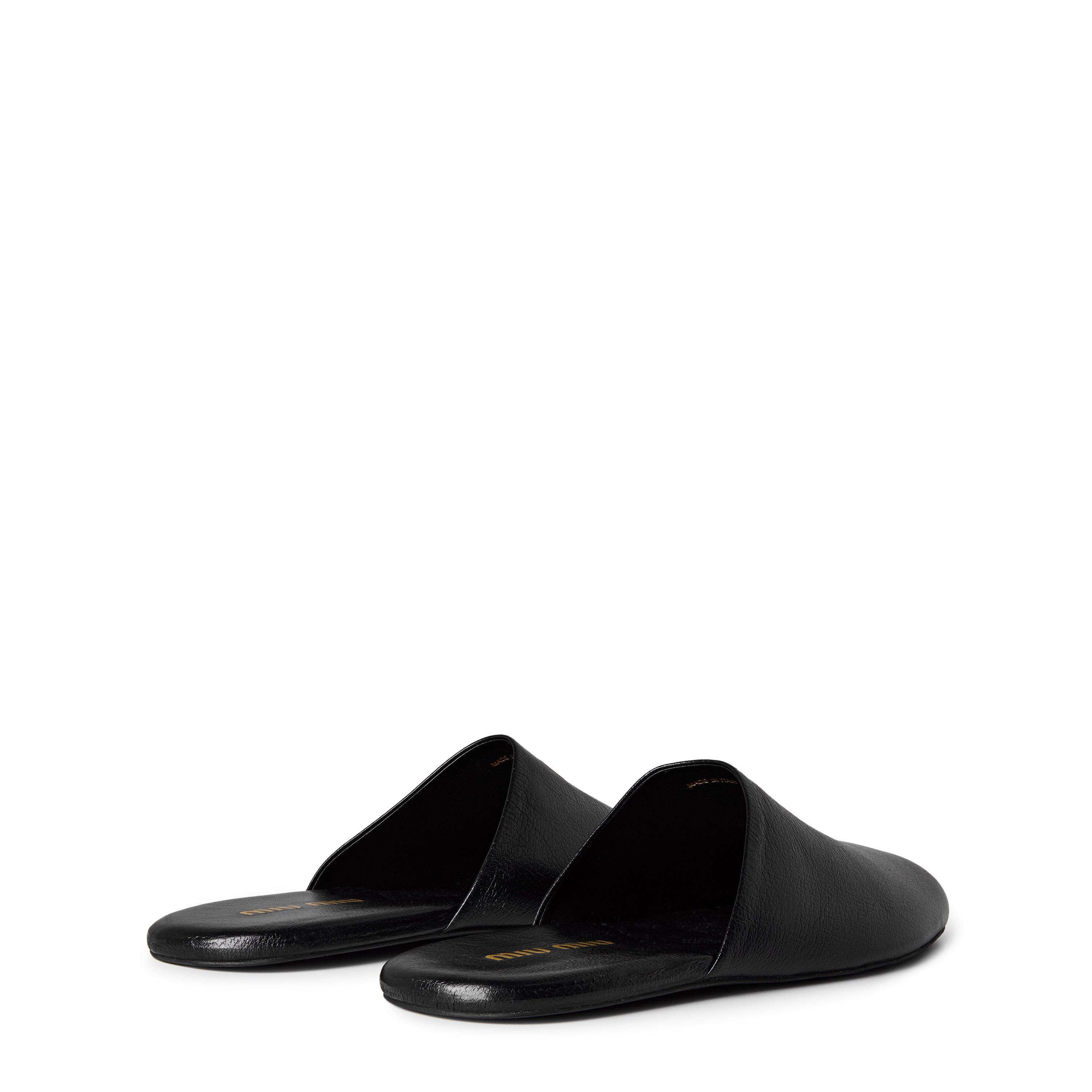 Black - Miu Miu - Women's Leather Open-Back Flat Mules - 5