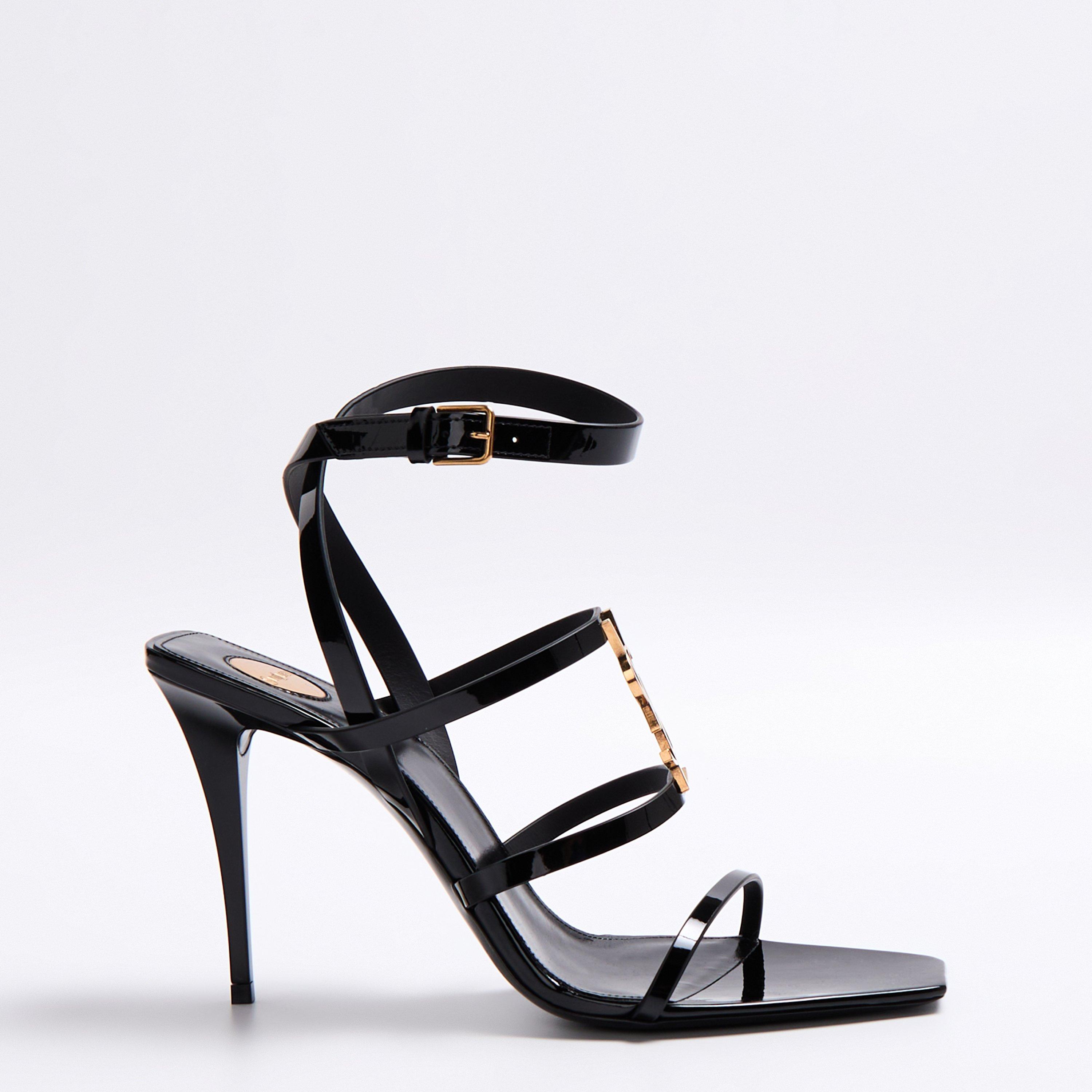 Saint Laurent Cassandra Heeled Sandals - Black - Size 7 (40)