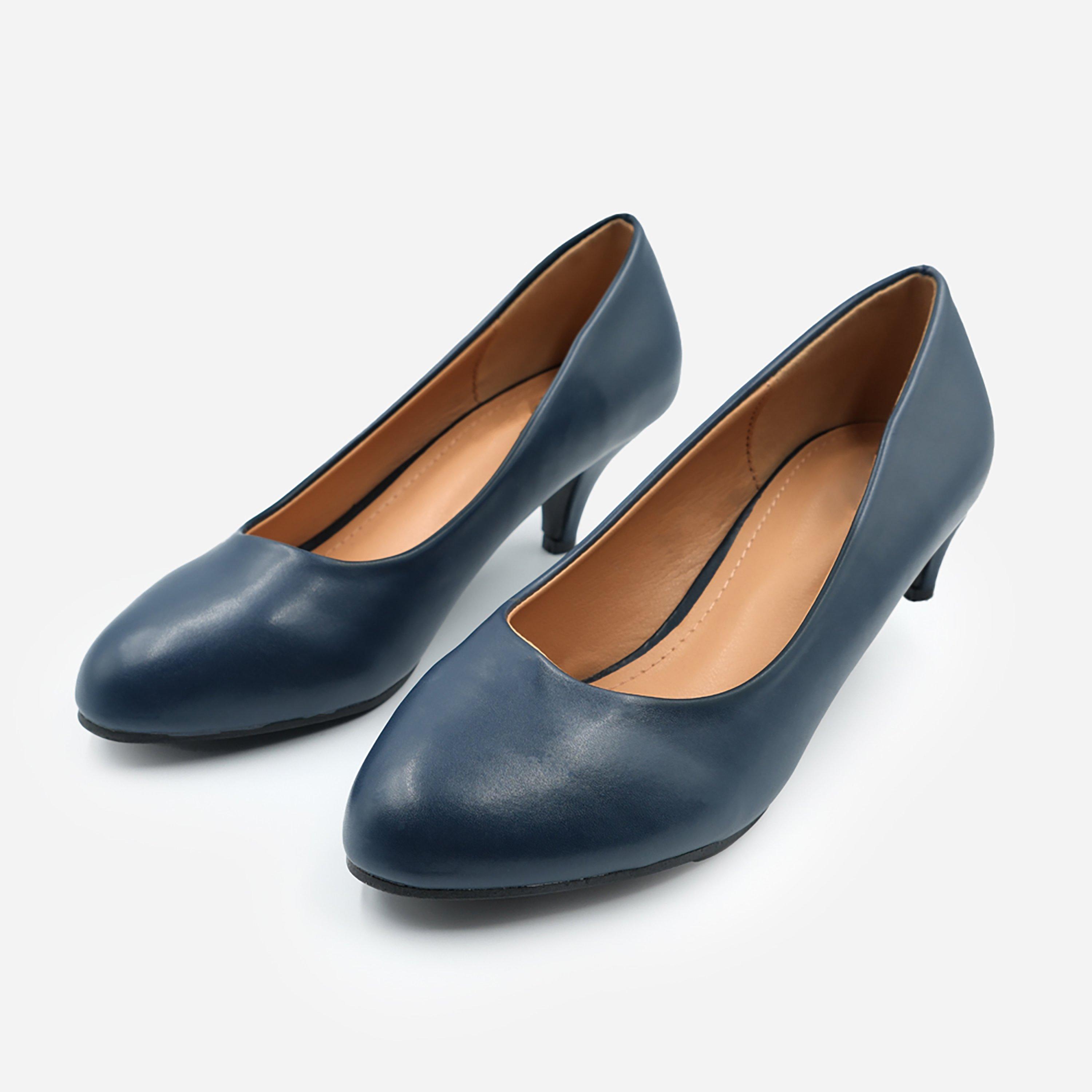 Blue - Wheres That From - Block Heel Court Shoes - 2