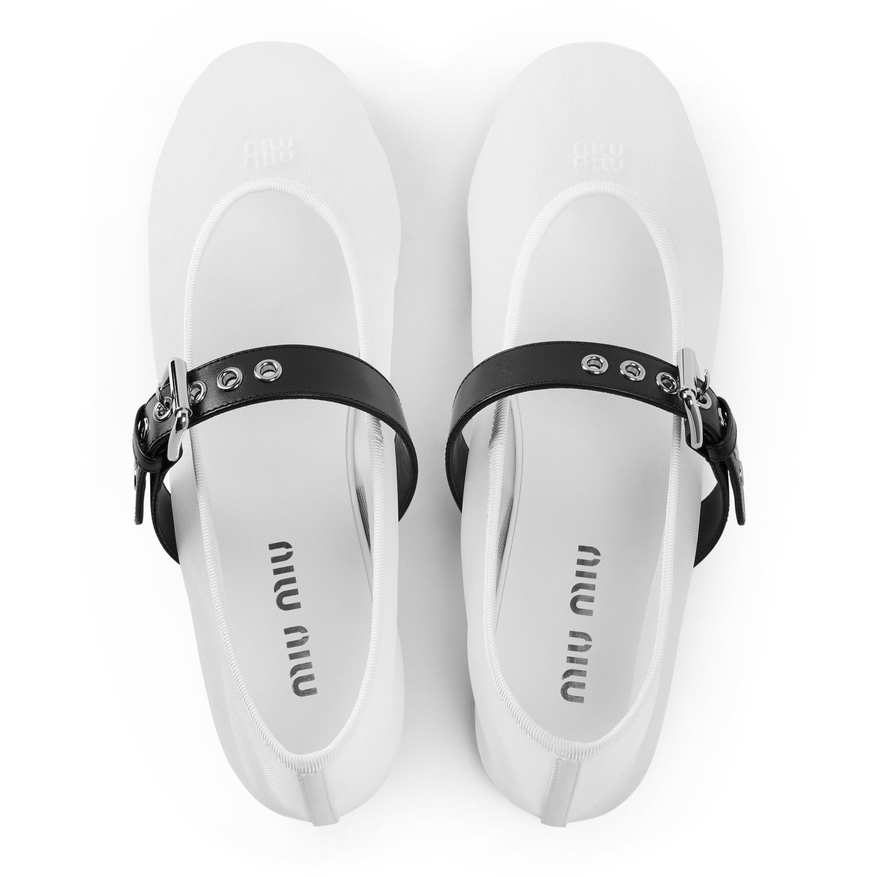 Bianco - Miu Miu - Mesh fabric ballerinas - 4