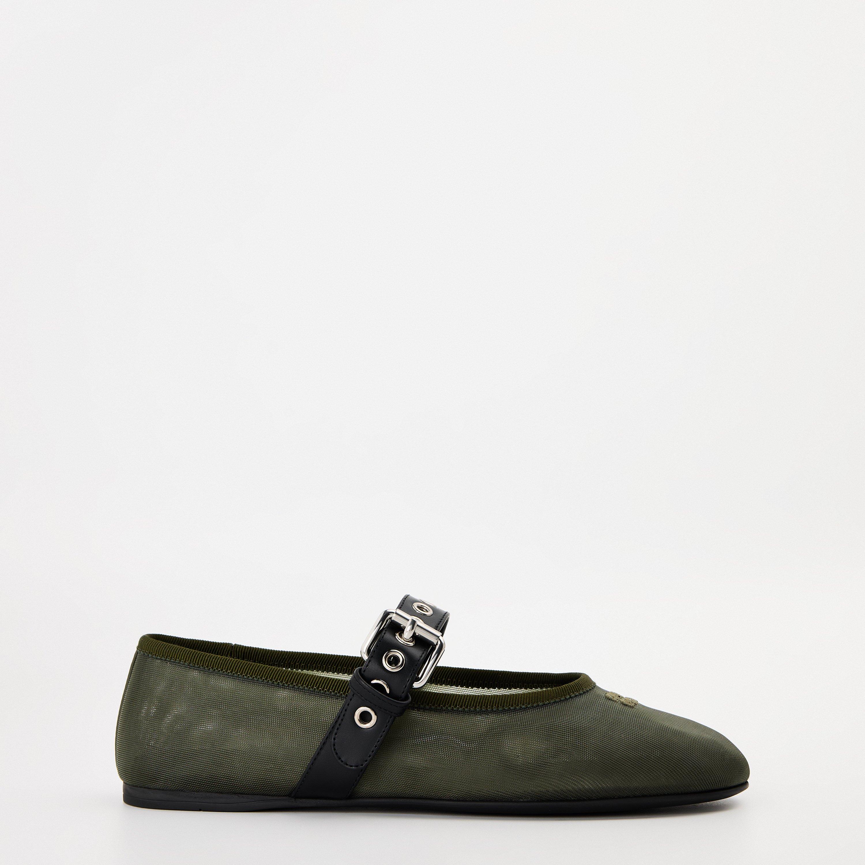 Miu Miu Mesh fabric ballerinas - Olive - Size 5 (38)