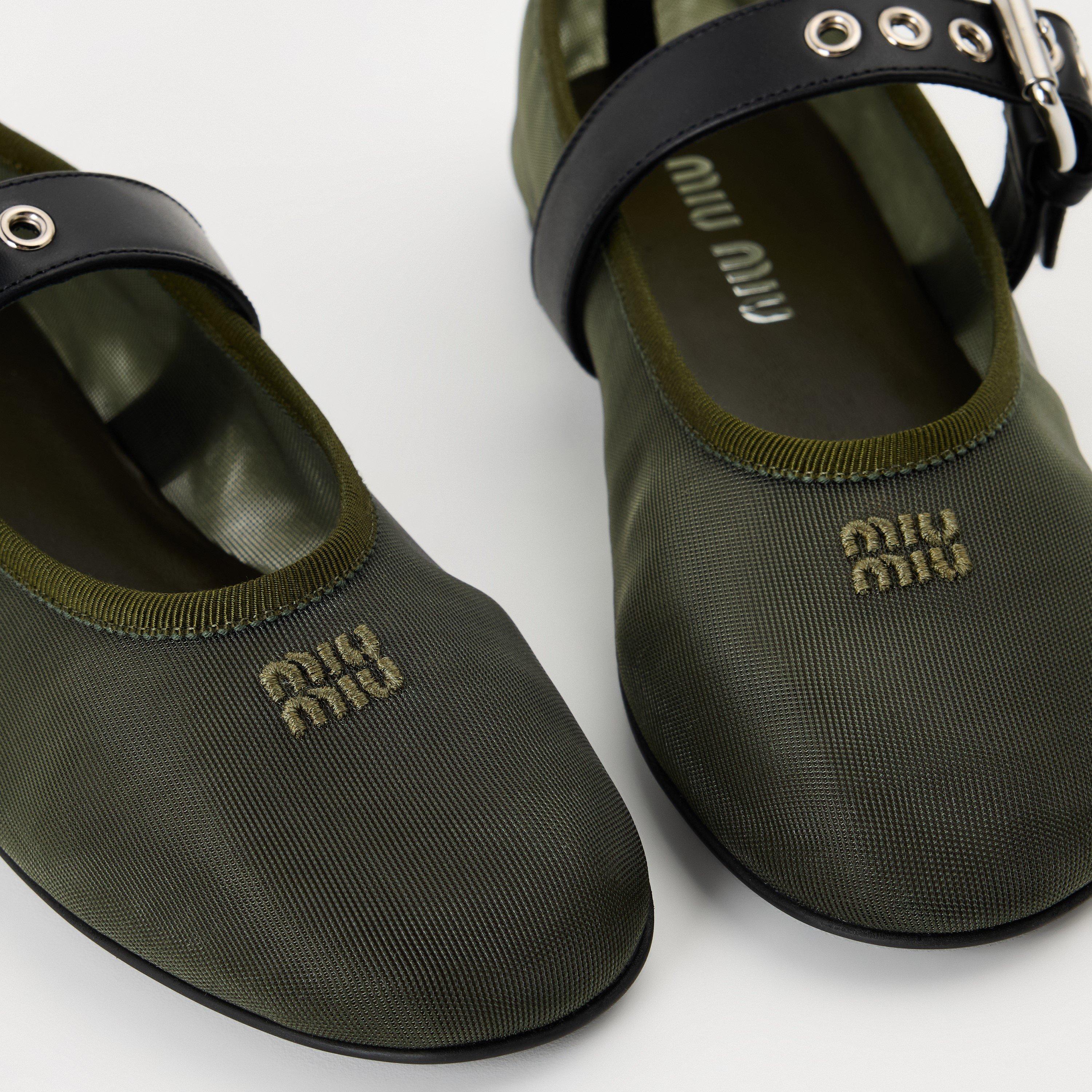 Olive - Miu Miu - Mesh fabric ballerinas - 3
