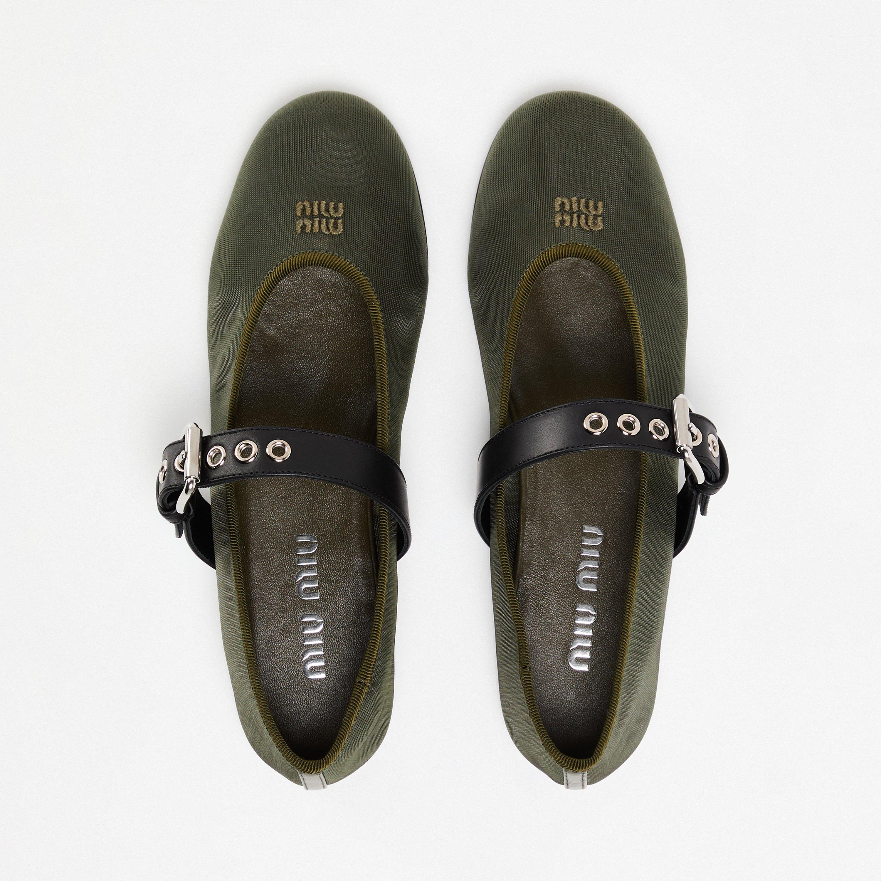 Olive - Miu Miu - Mesh fabric ballerinas - 4