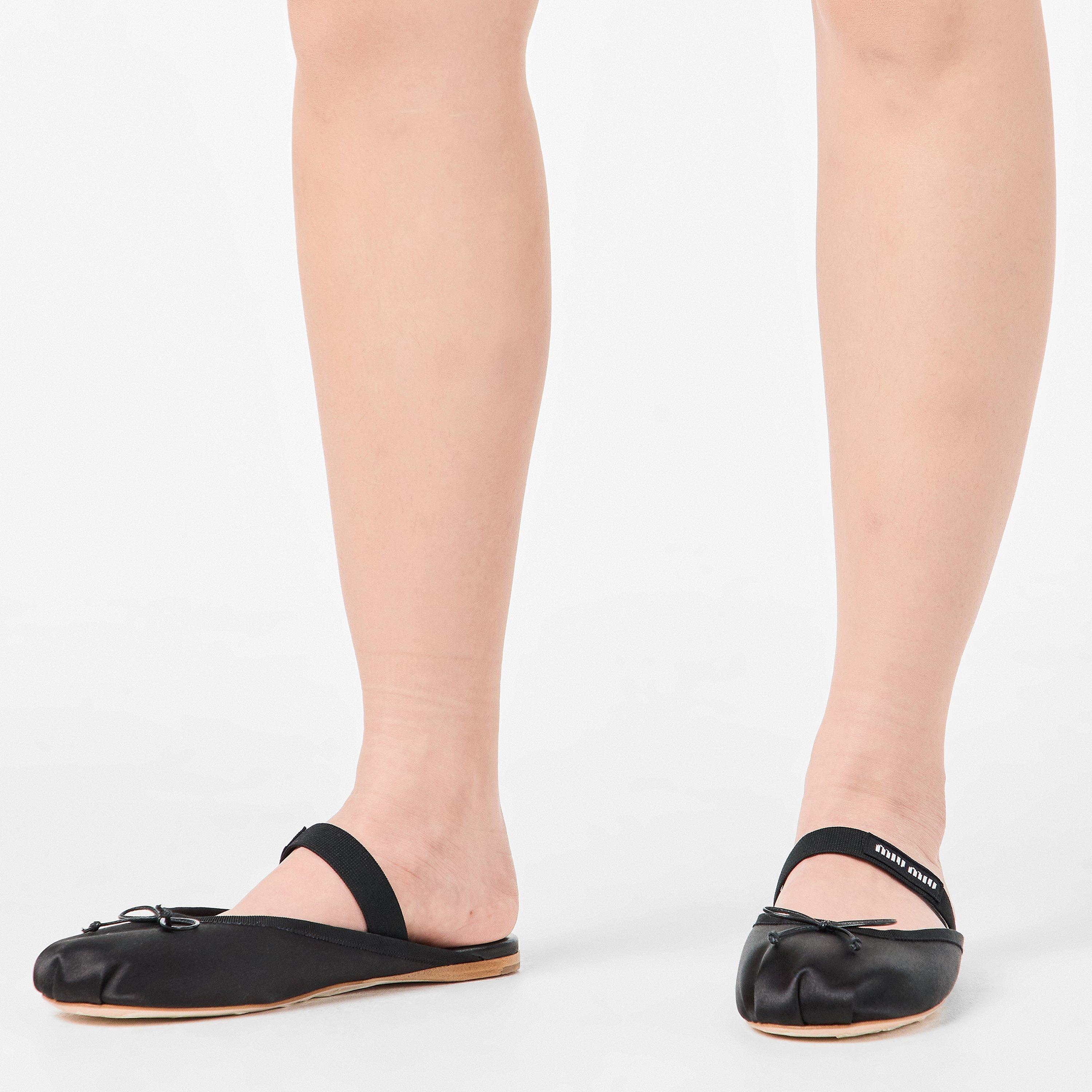 Nero Satin - Miu Miu - Women's Ballerina Flat Mules - 3